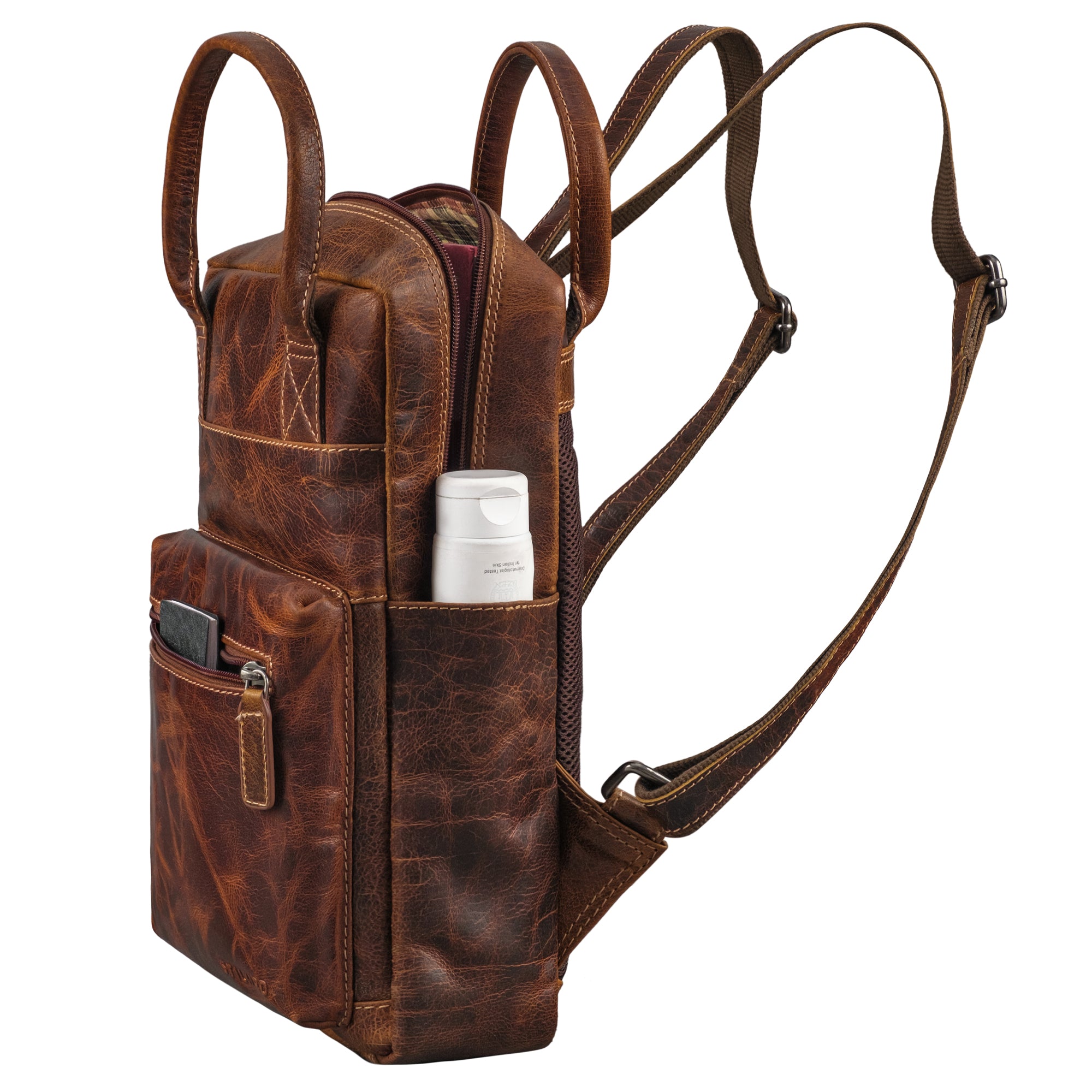 damen rucksack echt leder braun