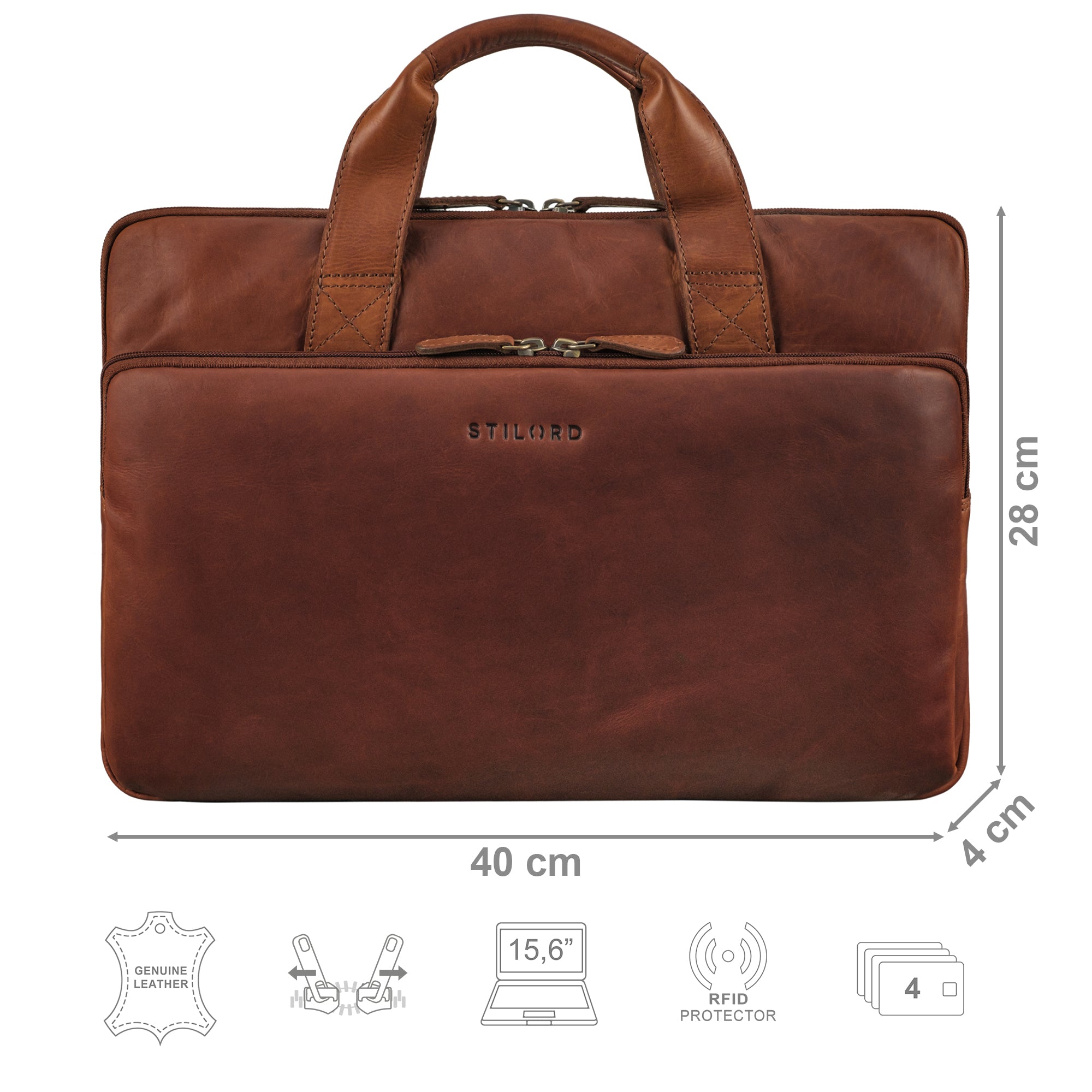 15,6 Zoll Laptophülle Leder cognac