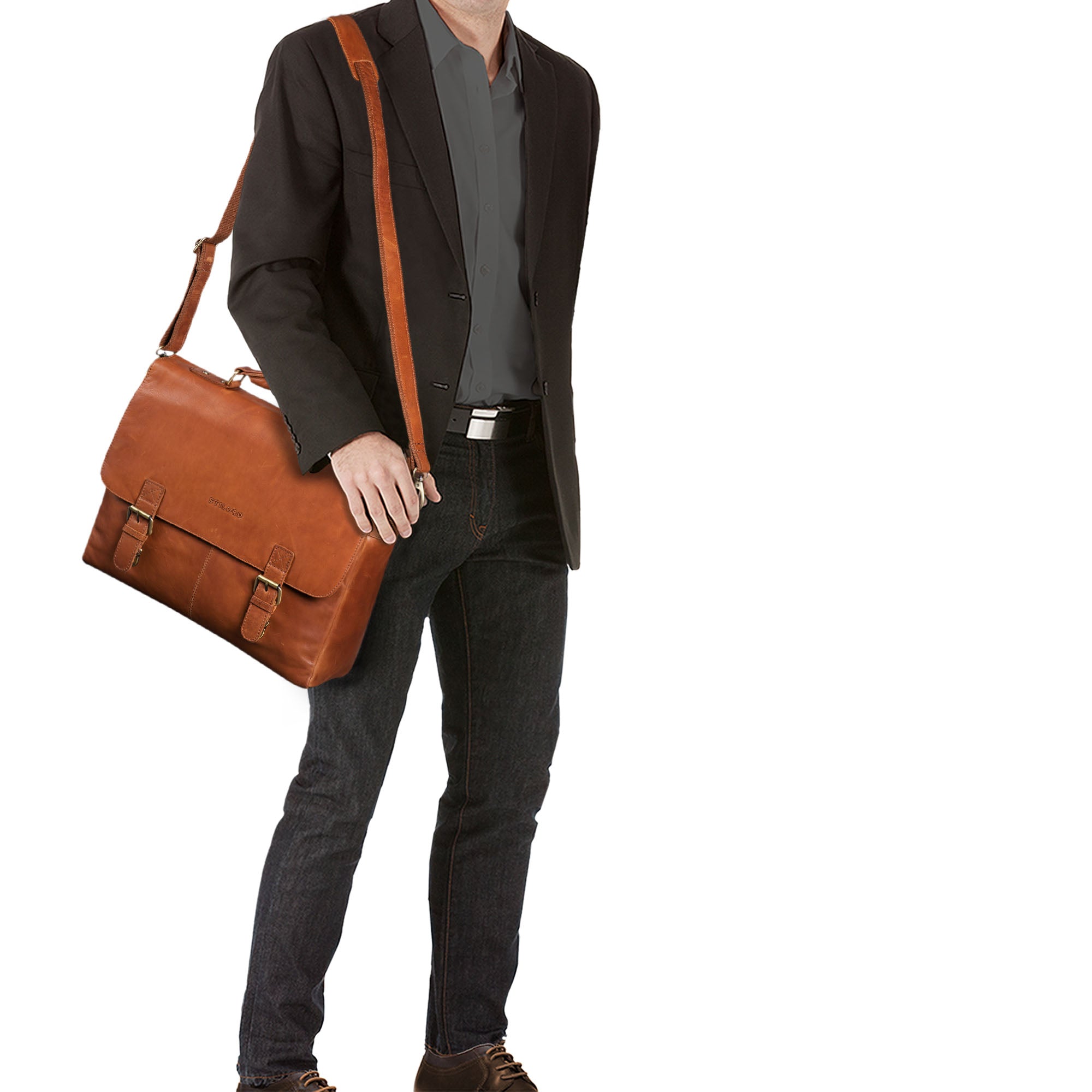 Leder Umhängetasche Aktentasche Vintage braun