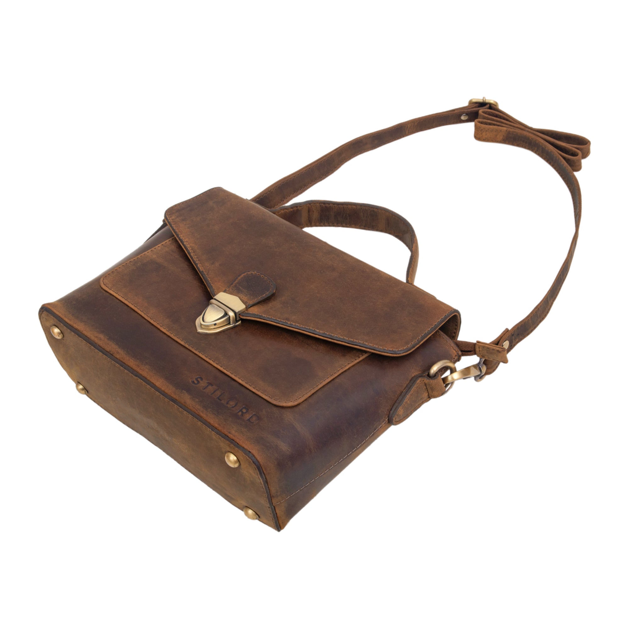 Braune Echtleder Abendtasche für Frauen