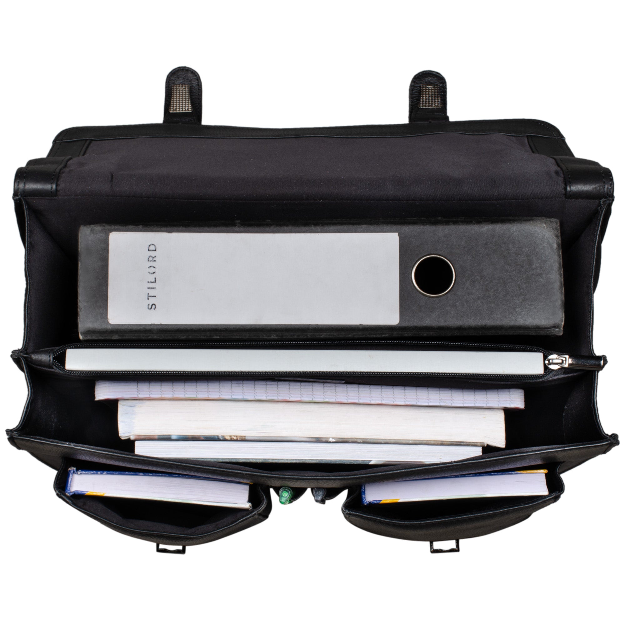 Schwarze Bürotasche aus echtem Leder