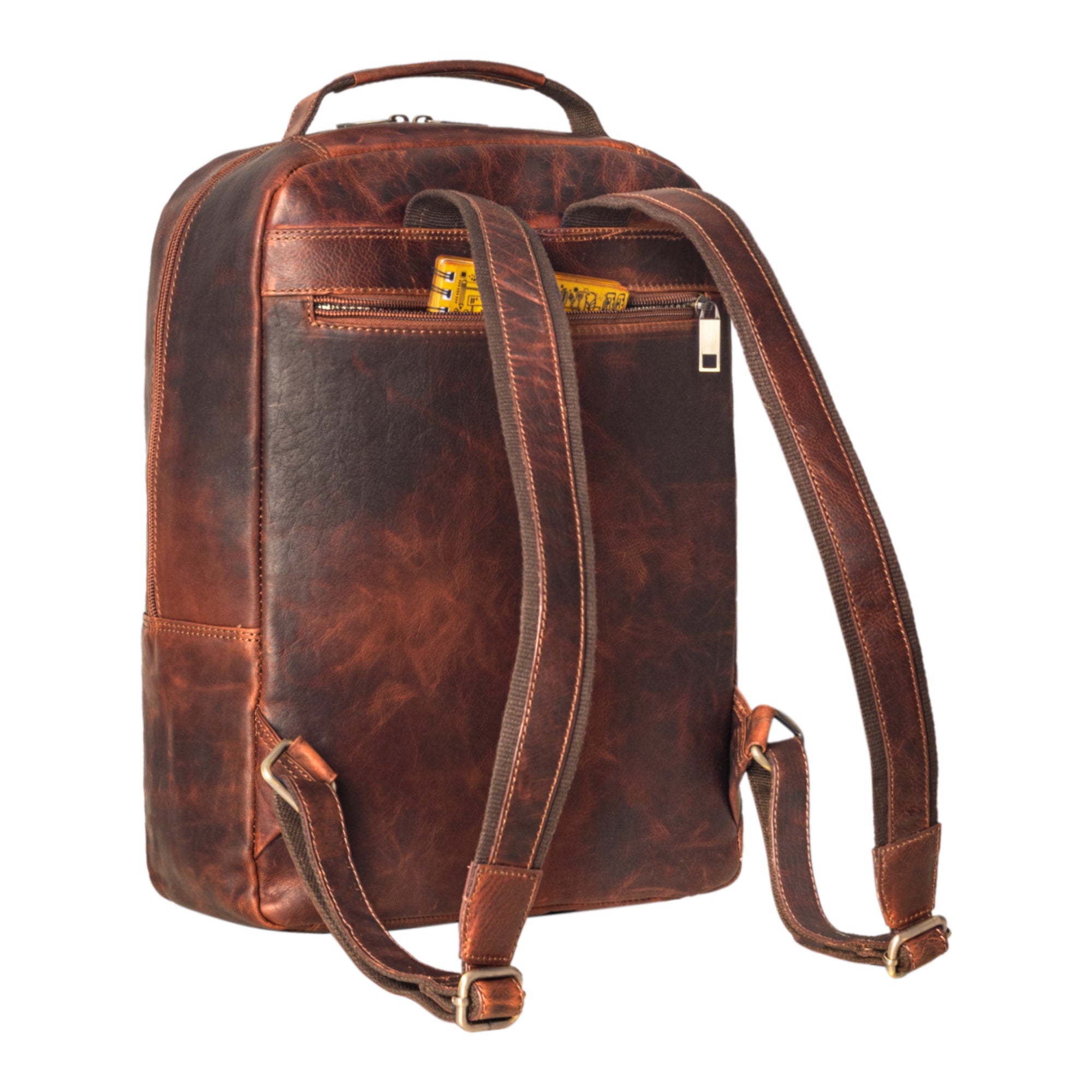 Lederrucksack mit Antidiebstahlfach