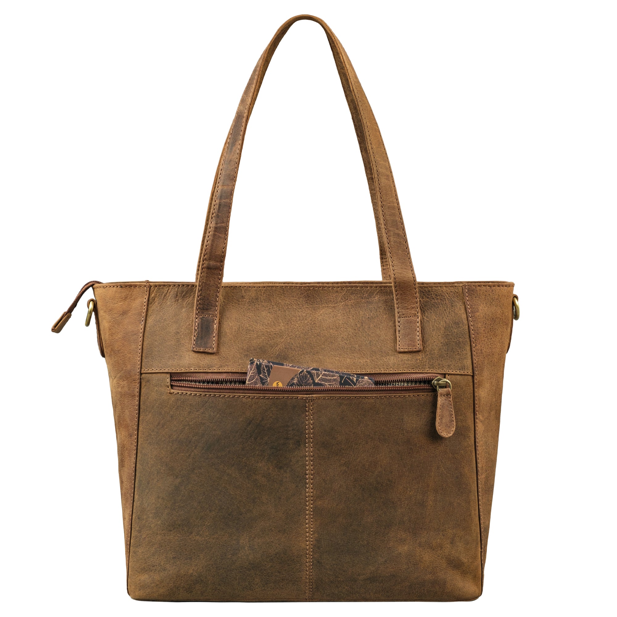 Tote Bag Leder braun aus der Rückansicht