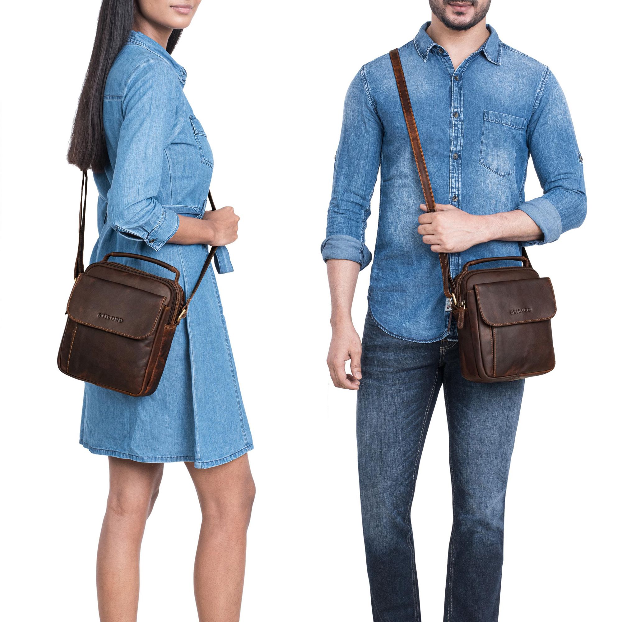 Herren Arbeitstasche Leder Dunkelbraun