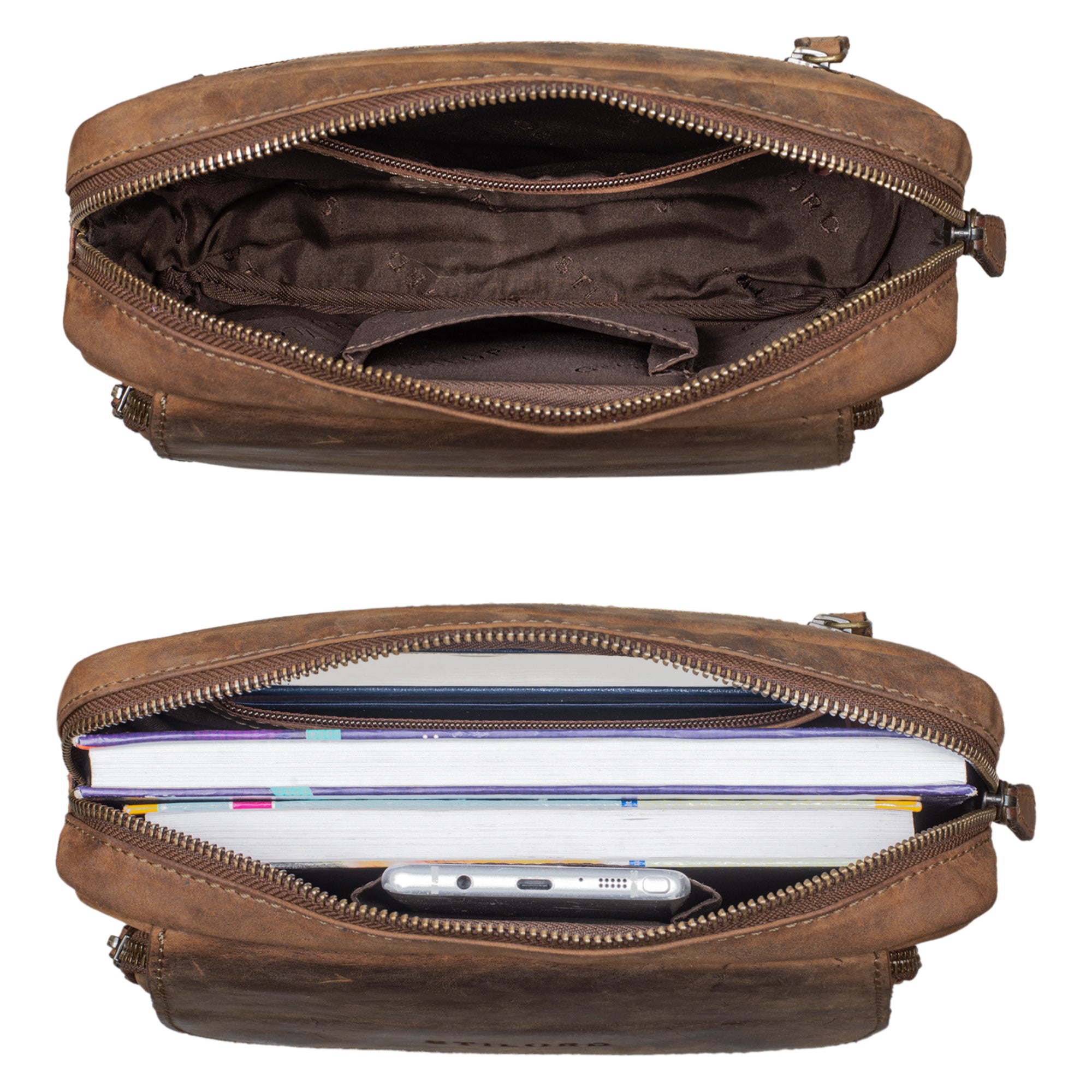  grosse Retro Leder Bauchtasche