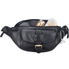 Vollleder Bauchtasche schwarz Leder Retro viel Stauraum
