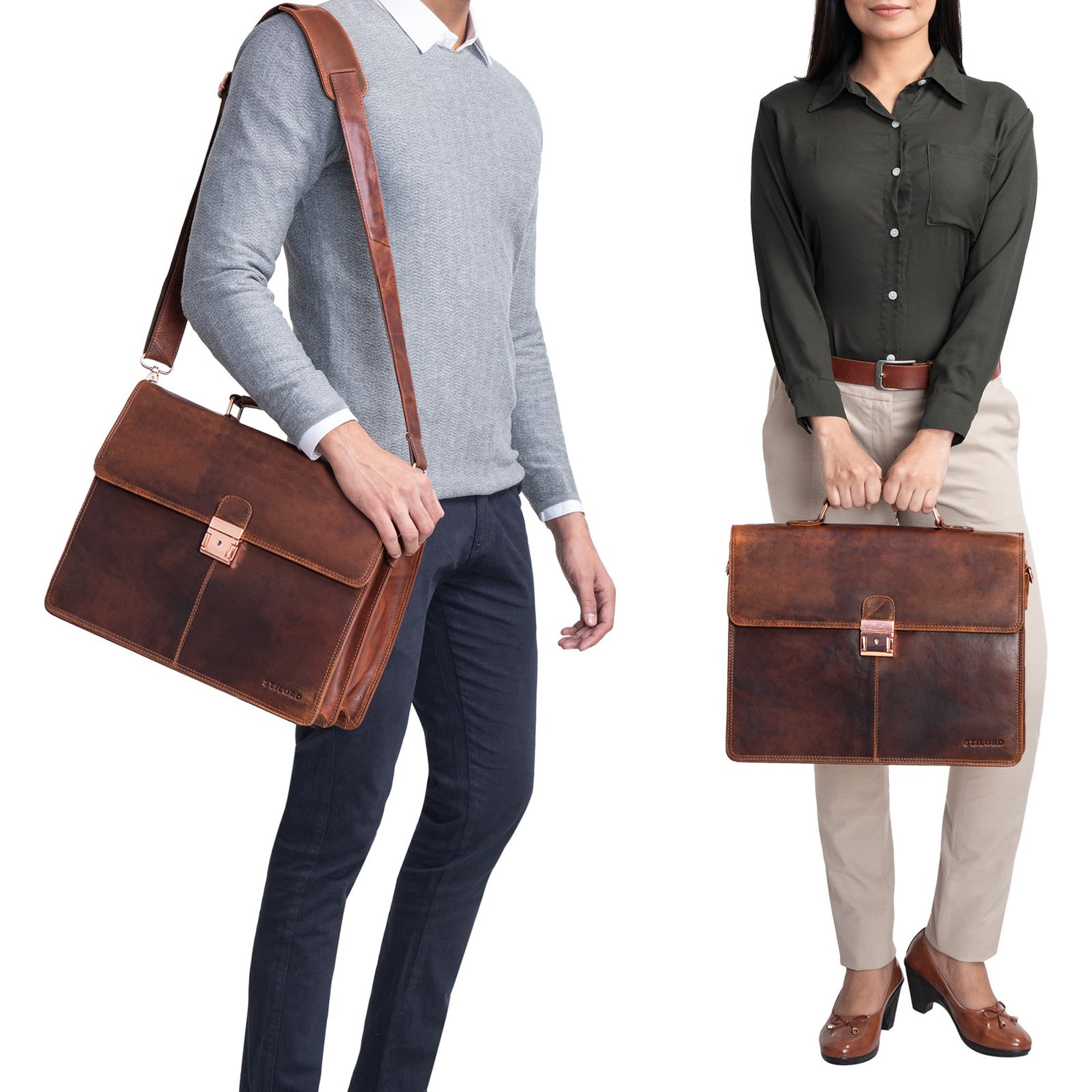 Braune Herren Leder Vintage Aktentasche
