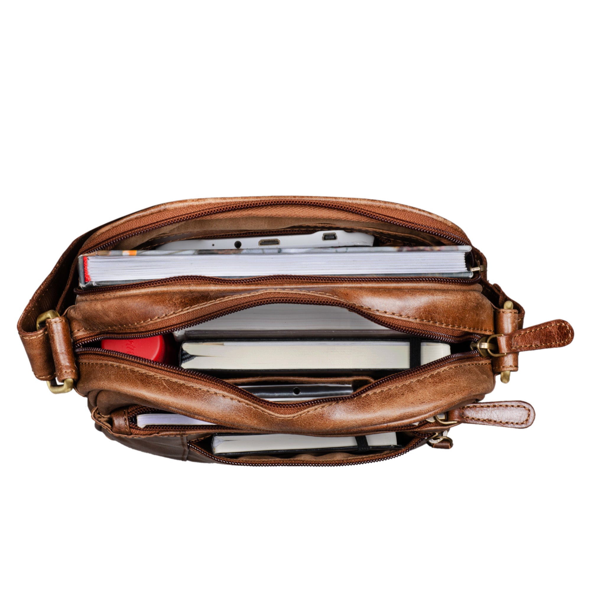 Kleine Ledertasche Umhängetasche Herren braun