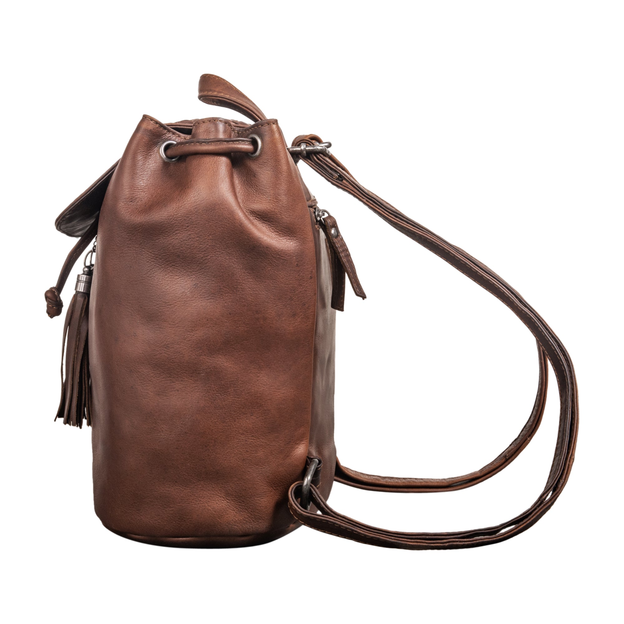 Vintage damen lederrucksack braun
