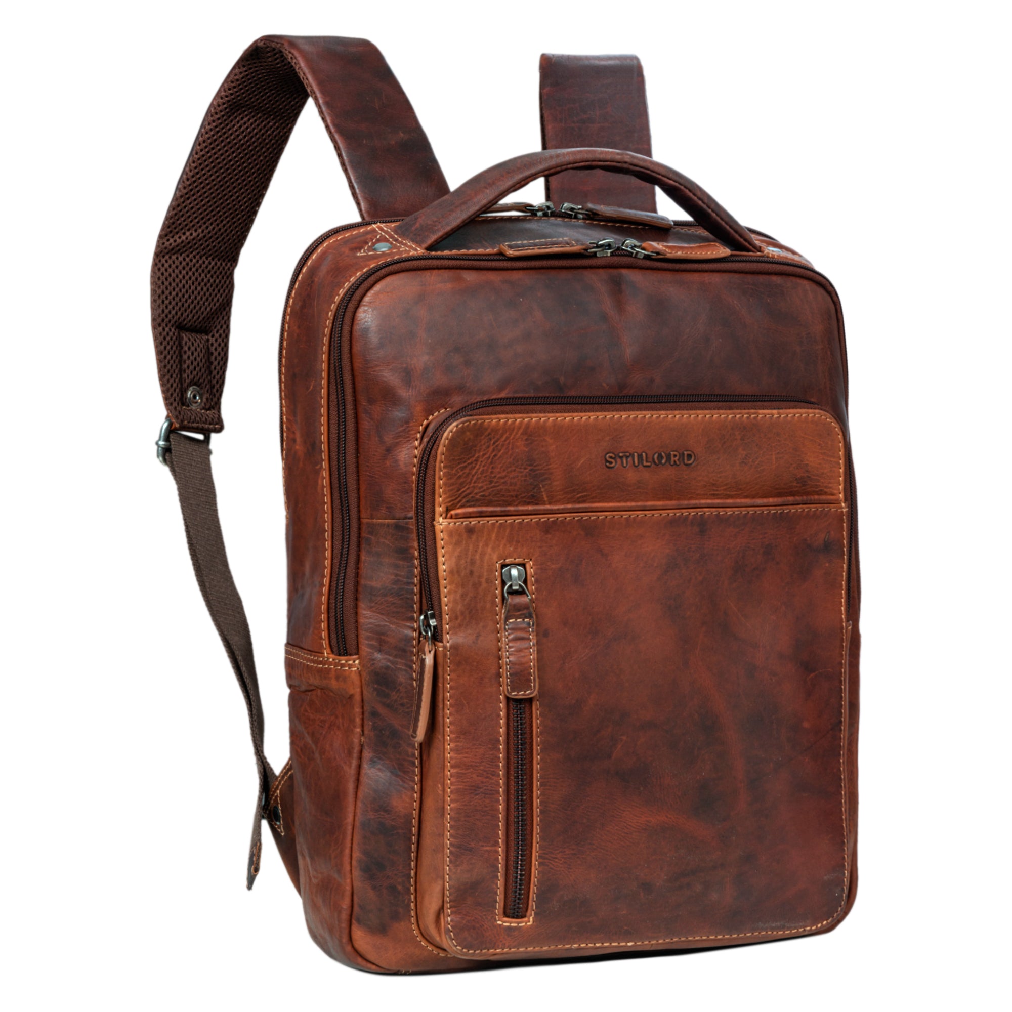 Laptoprucksack 13 Zoll Leder Braun
