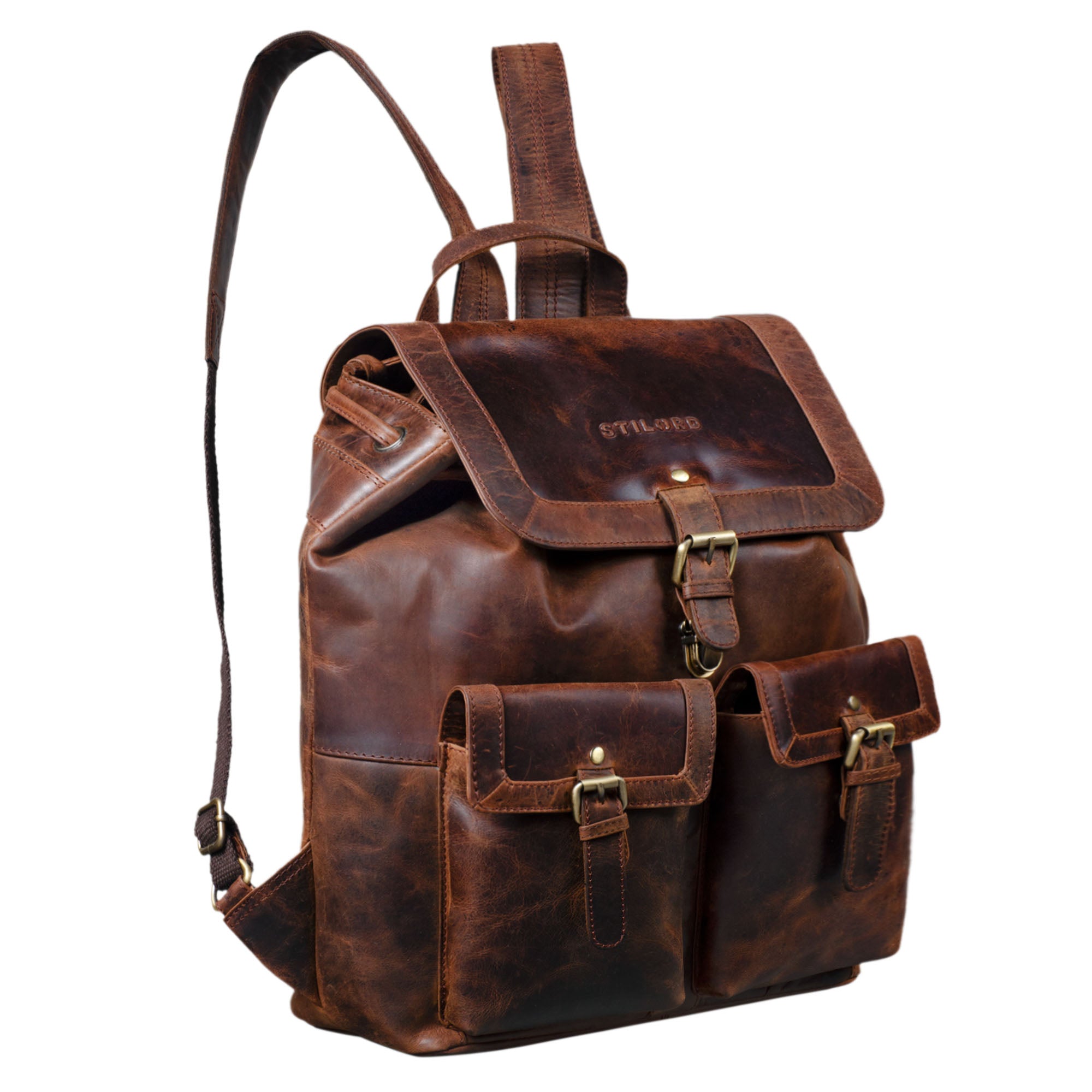 Leder Daypack Damen dunkel braun