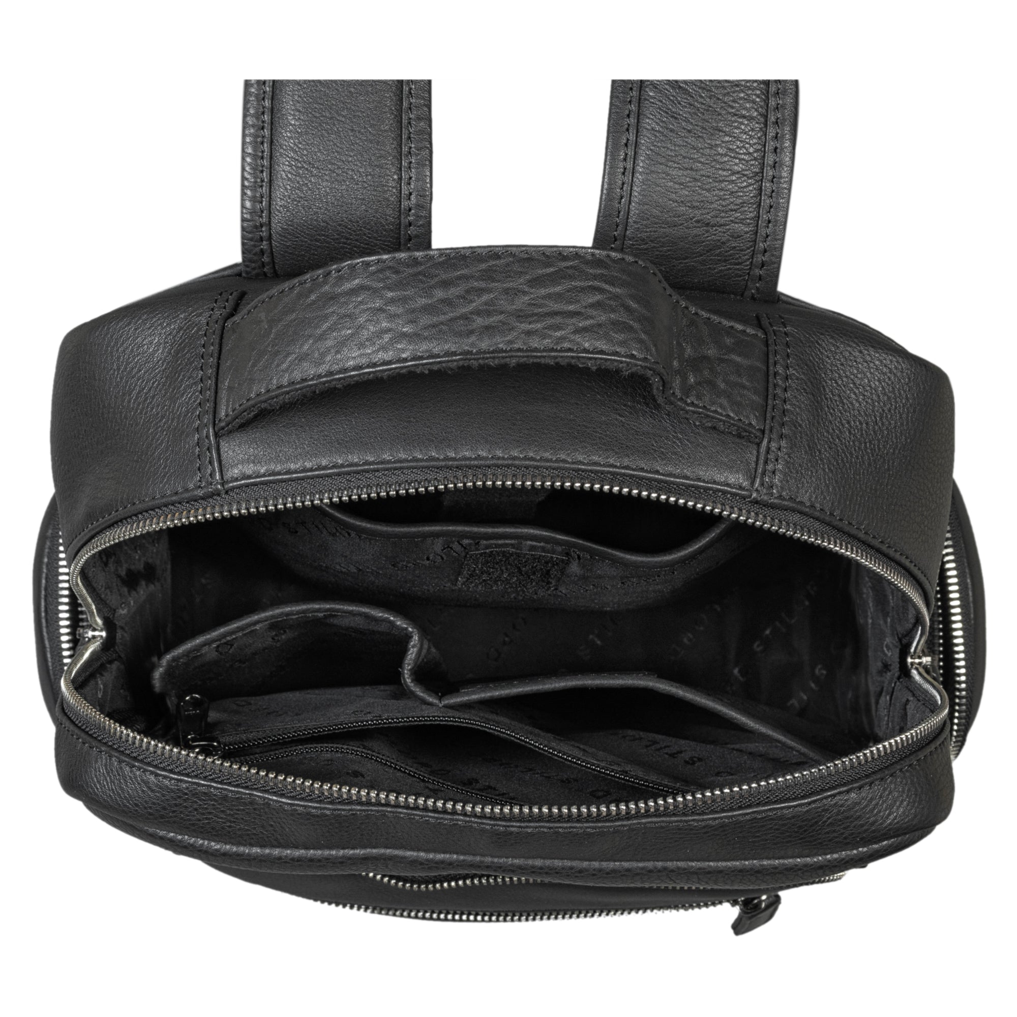 Markenrucksack Echtleder Unisex schwarz