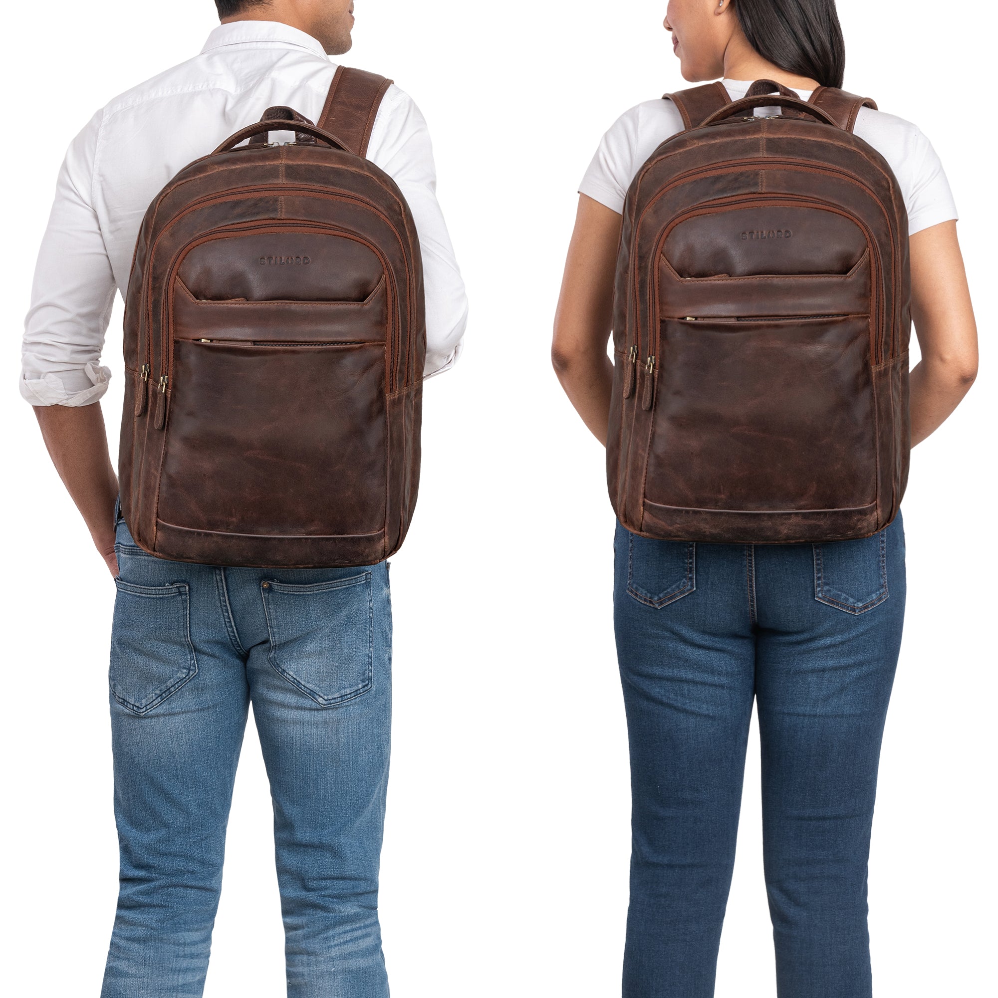 Business Rucksack Herren Laptopfach Leder braun