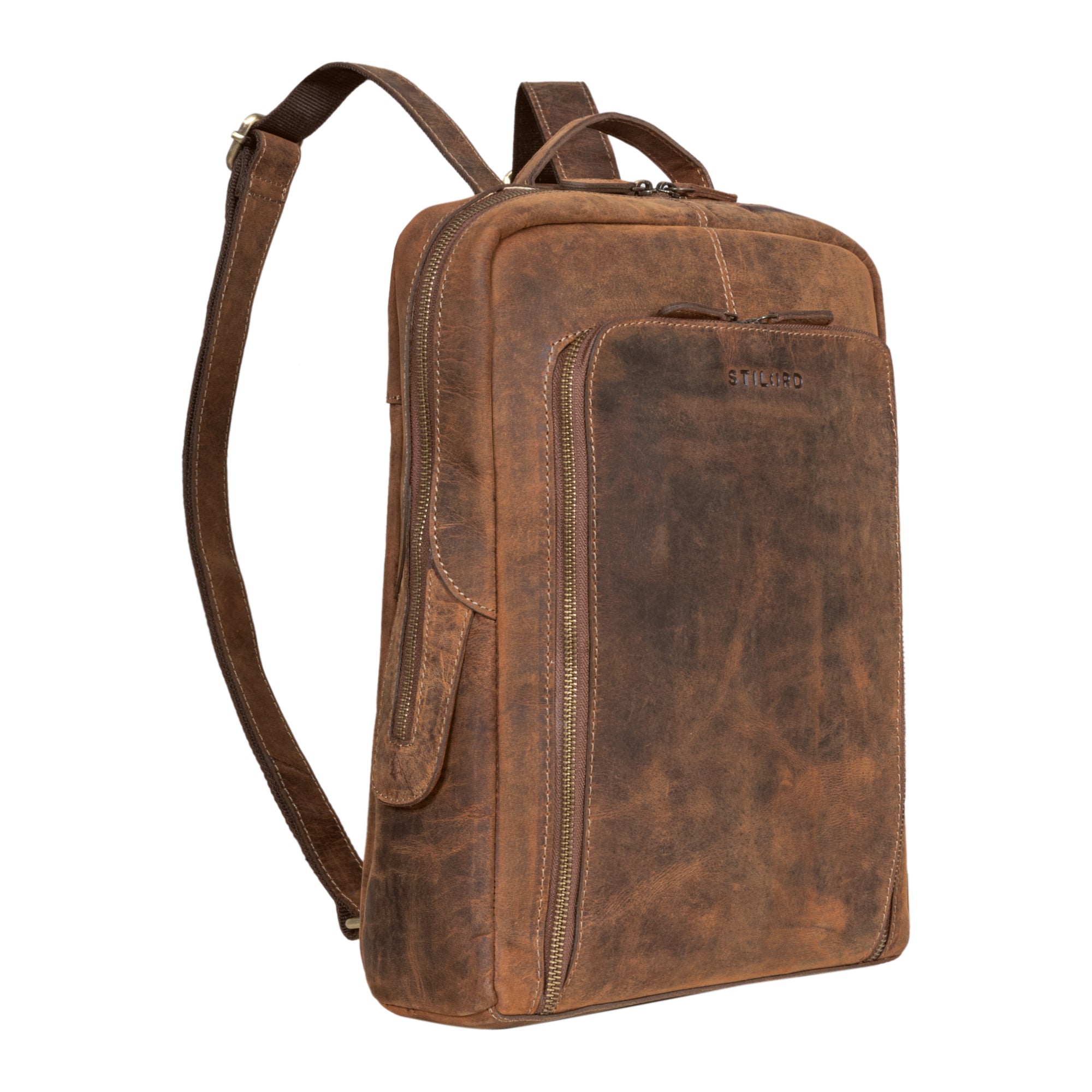 Businessrucksack Leder Damen Herren Braun