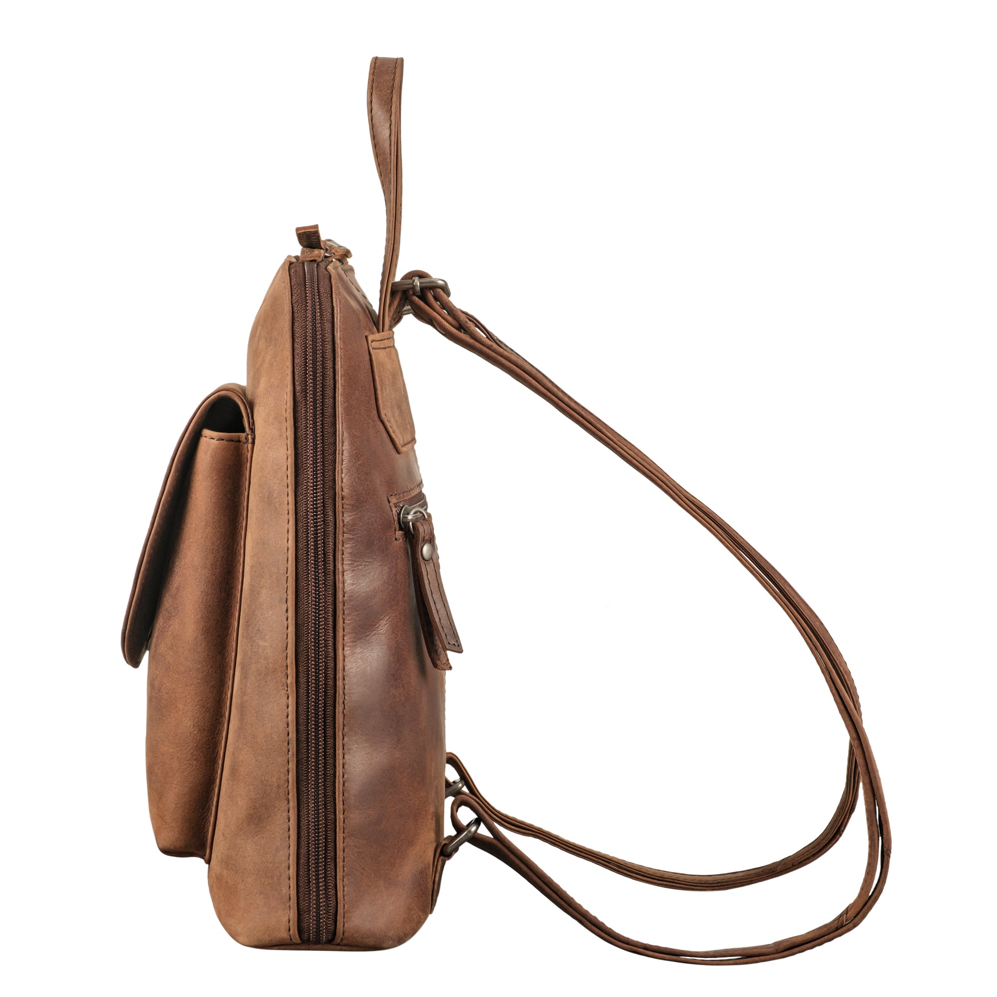 Rucksack klein braun mit vielen Fächern