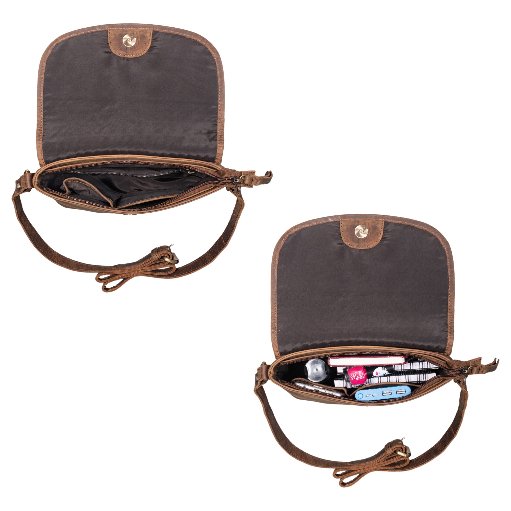 Umhängetasche für Damen Leder braun