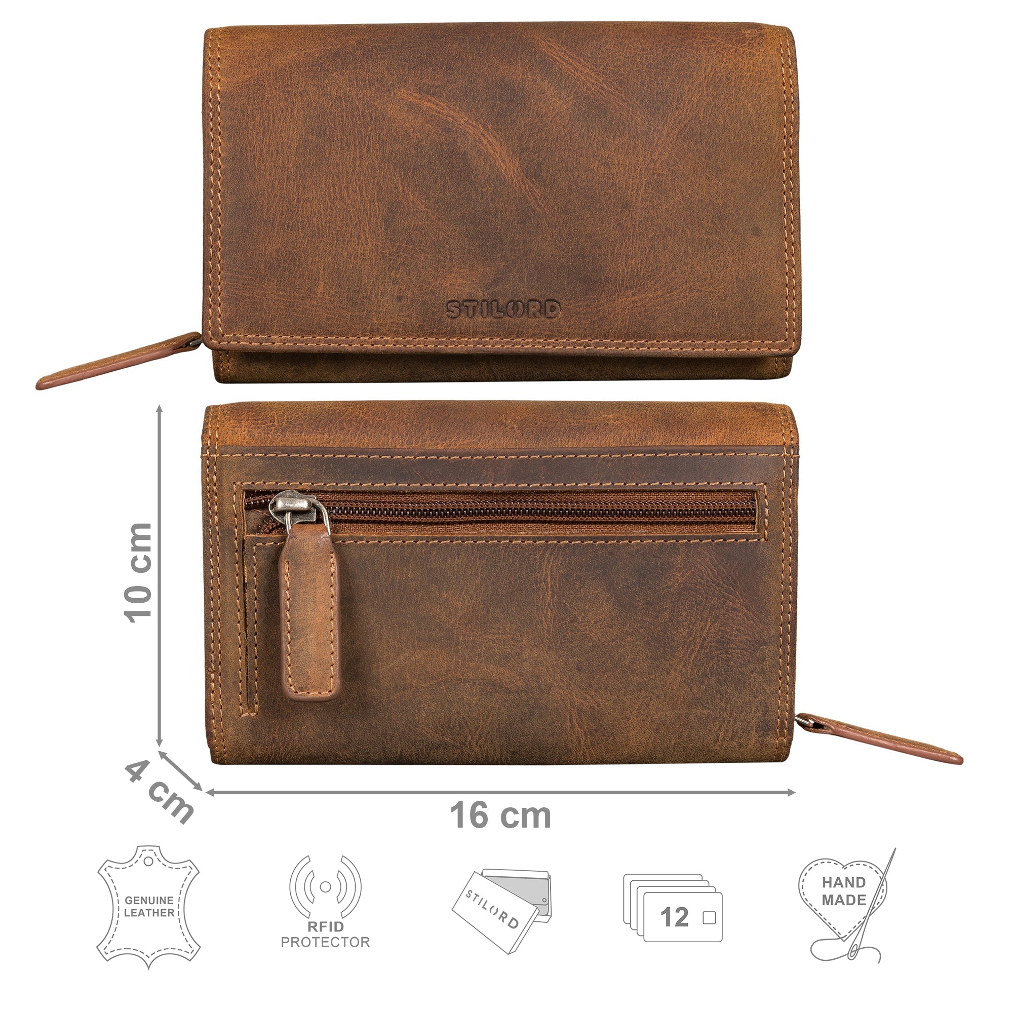 Damen Geldbeutel Leder braun
