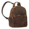 Brauner Lederrucksack geflochtener Henkel Damen