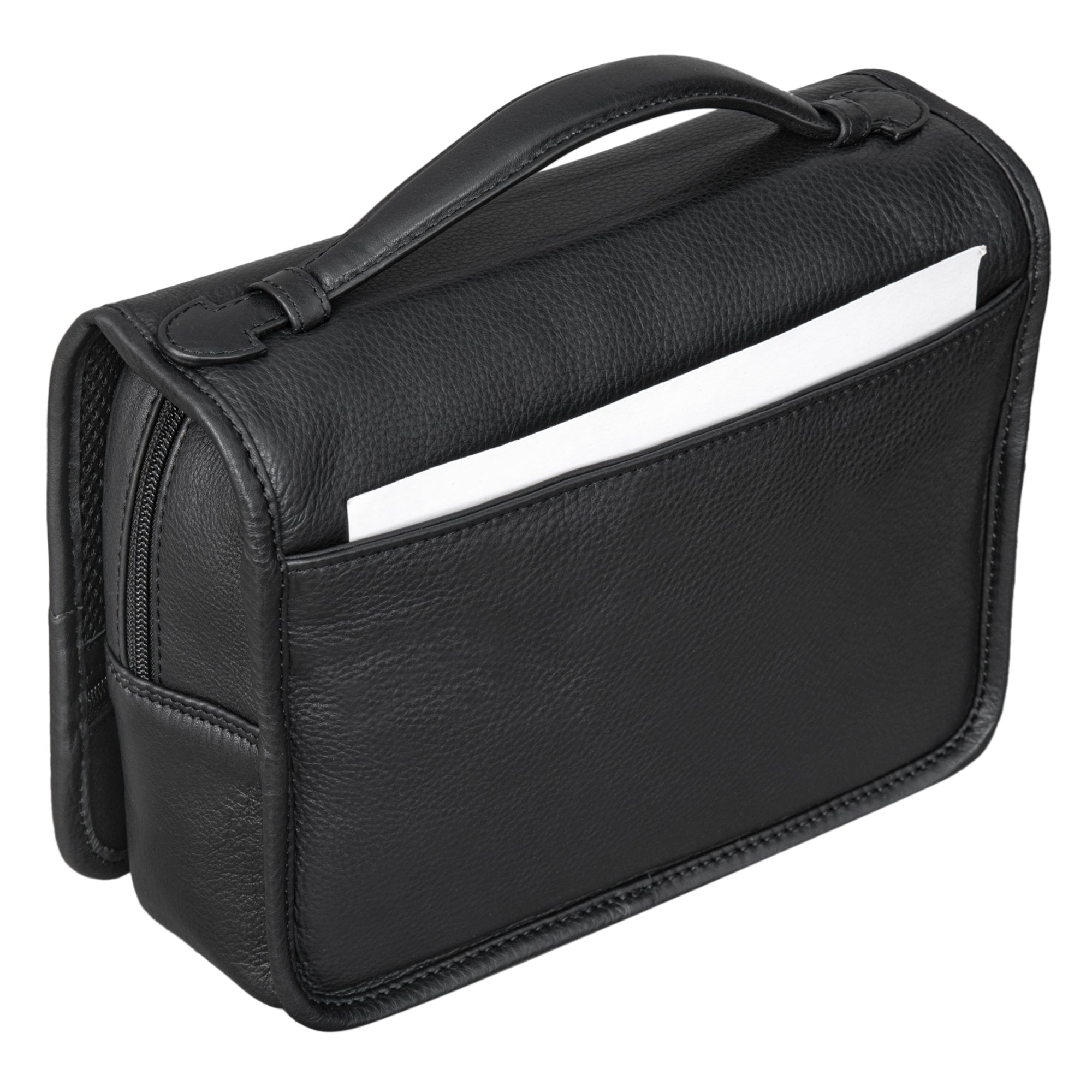 Retro Kulturtasche Leder schwarz