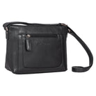 Leder Schultertasche Damen Retro schwarz mittel-groß