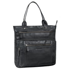 Große Handtasche Damen Leder schwarz mit vielen Fächern