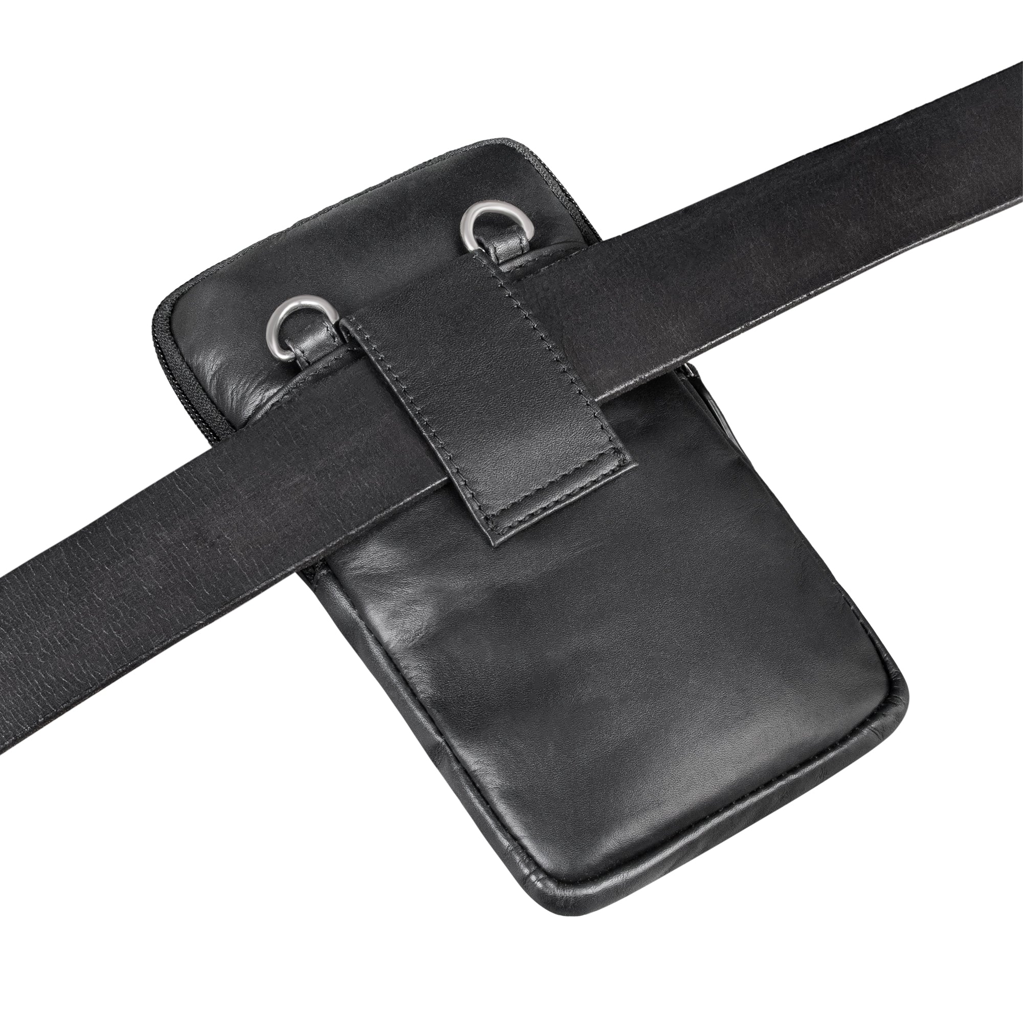 Leder Brustbeutel Damen Herren mit Gürtelschlaufe