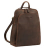 2-in-1 kleine Rucksack-Tasche Echtleder mit vielen Fächern für 10,9 Zoll Tablet Zamora Braun 
