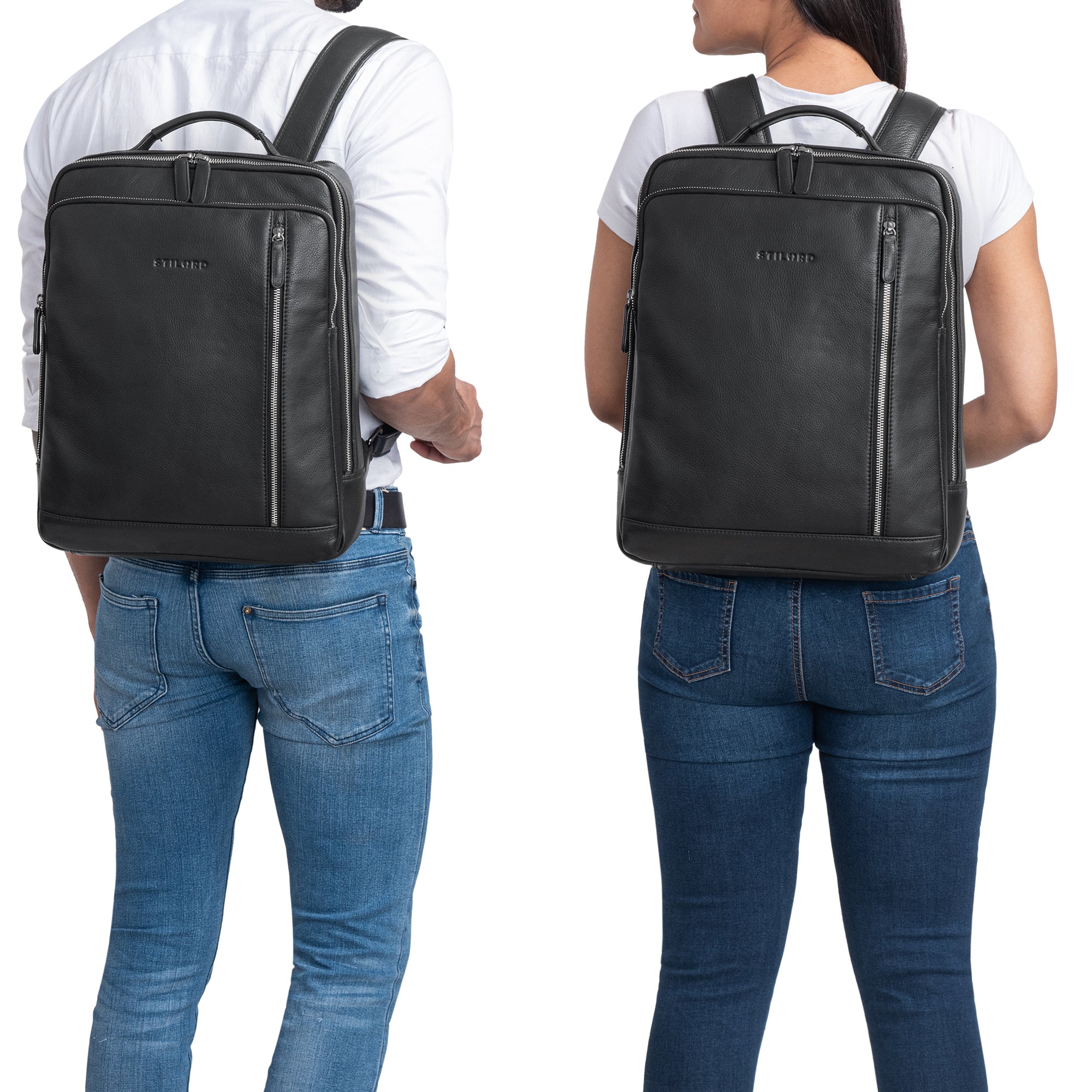 Grosser Fahrrad Rucksack echtes Leder schwarz
