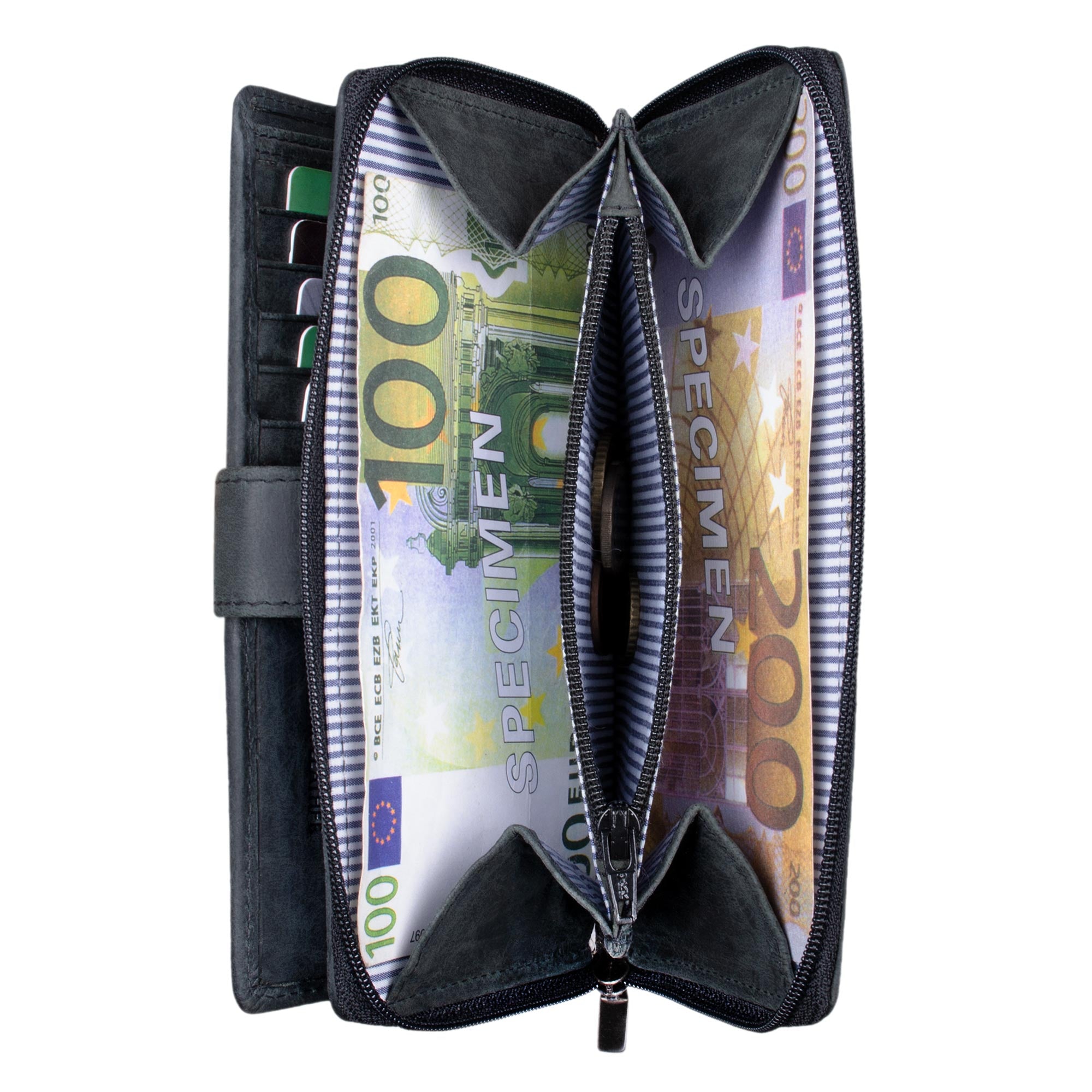 Portemonnaie schwarz Leder