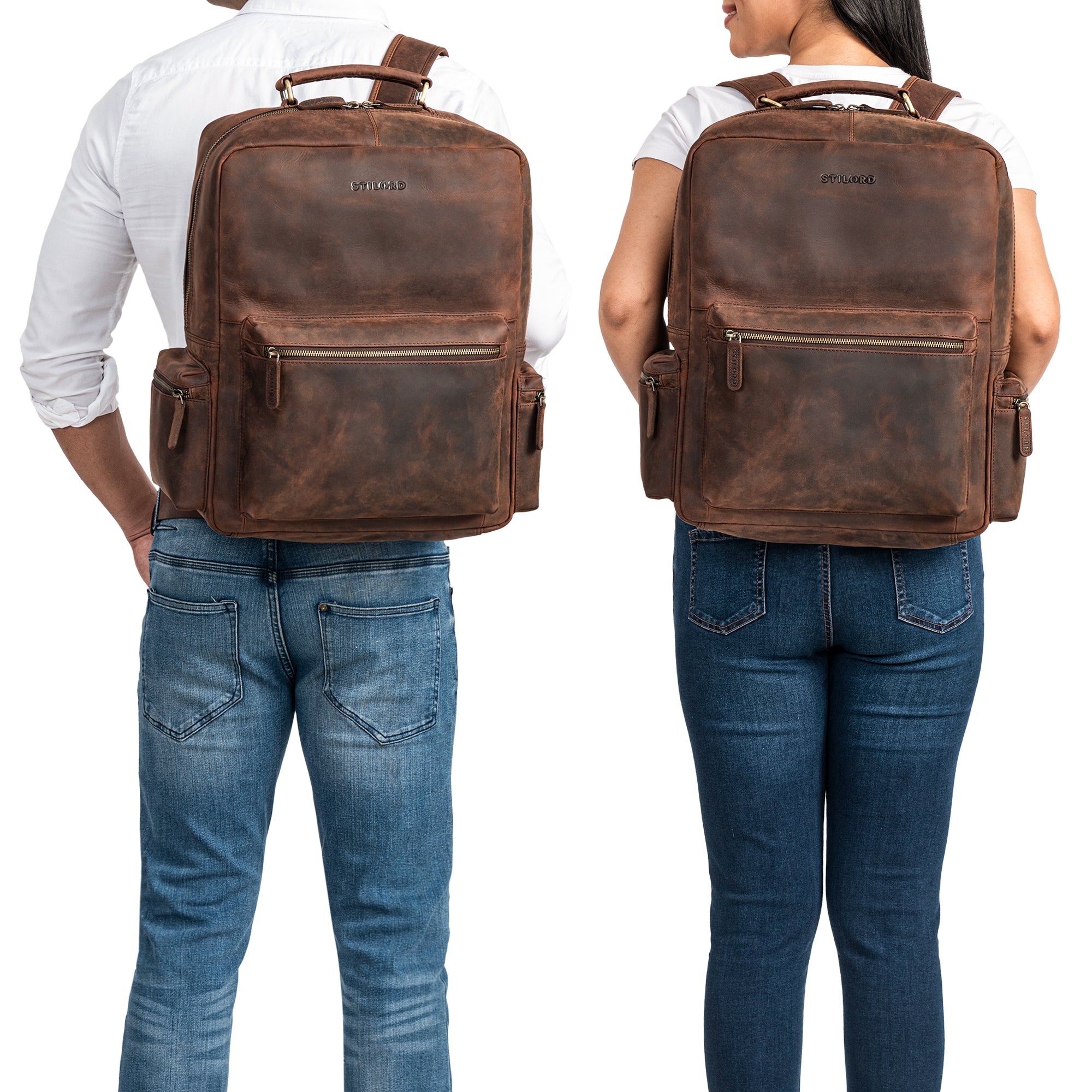 Brauner Echtleder Rucksack XL Herren und Damen