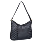 Hobo Bag Damen Leder Geflochten schwarz