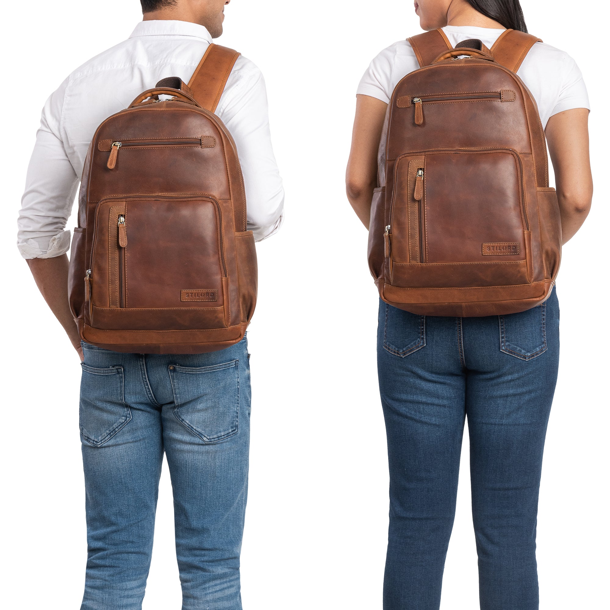 Lederrucksack Damen braun elegant Herren