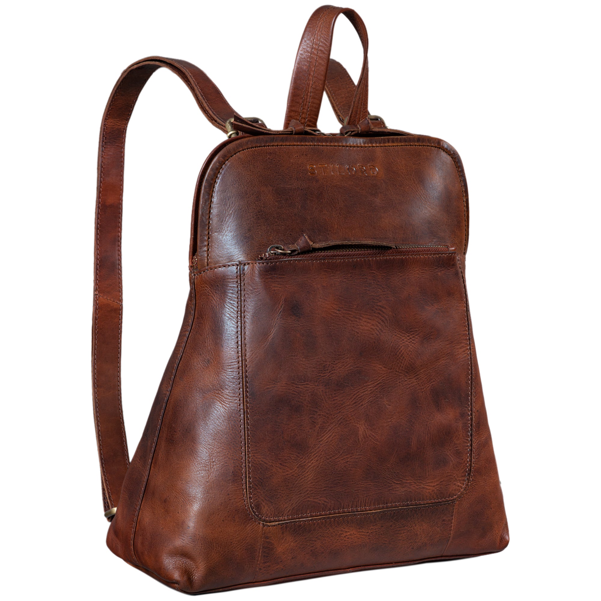 Tasche als Rucksack Leder braun