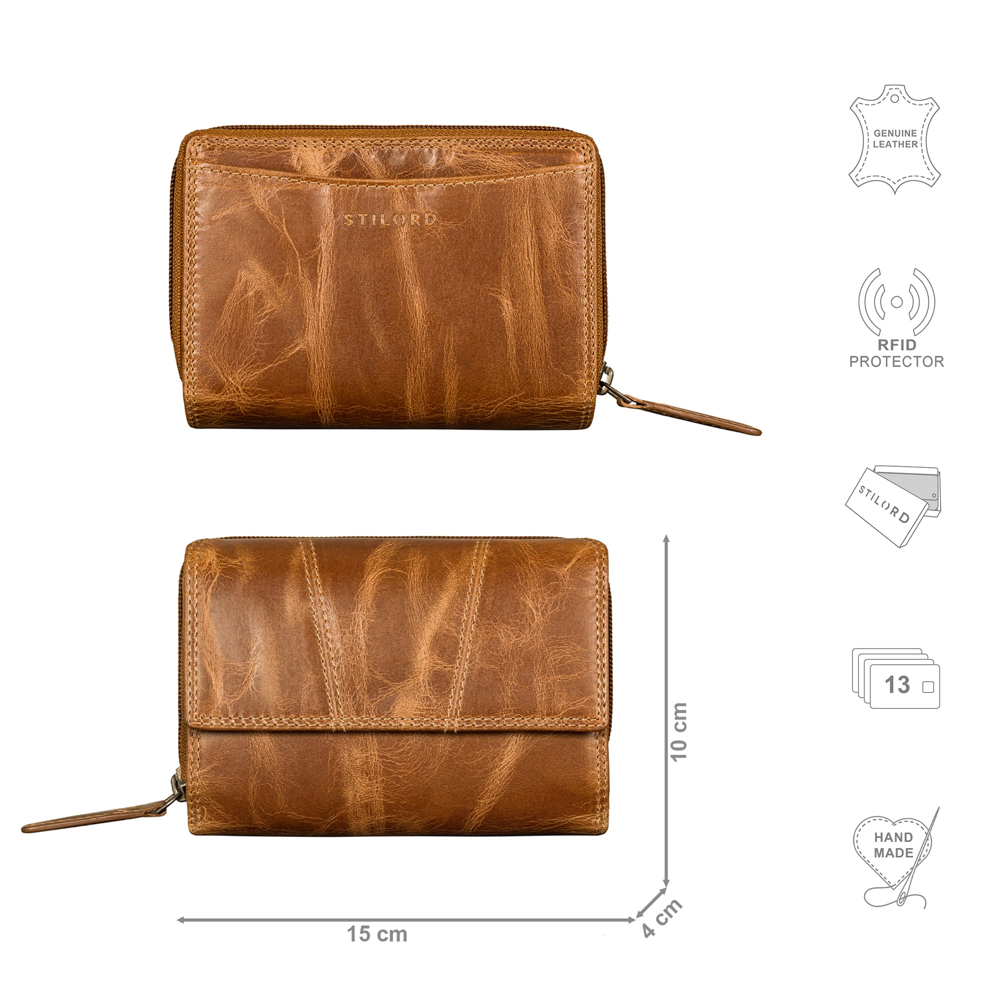 Portemonnaie Vintage Leder Damen