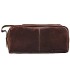 Leder Kulturtasche cognac - dunkelbraun