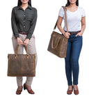 Lederhandtasche Damen braun