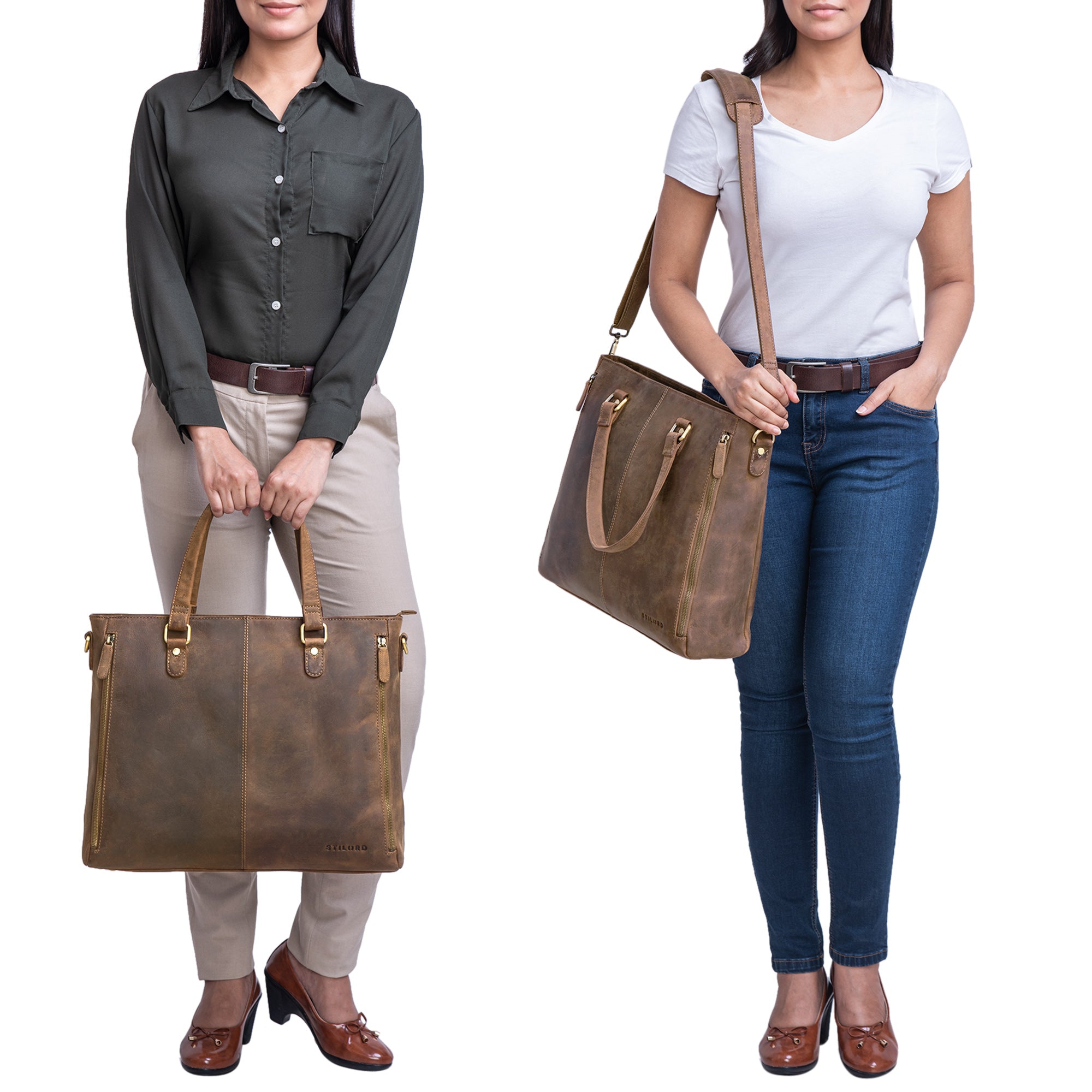 Lederhandtasche Damen braun
