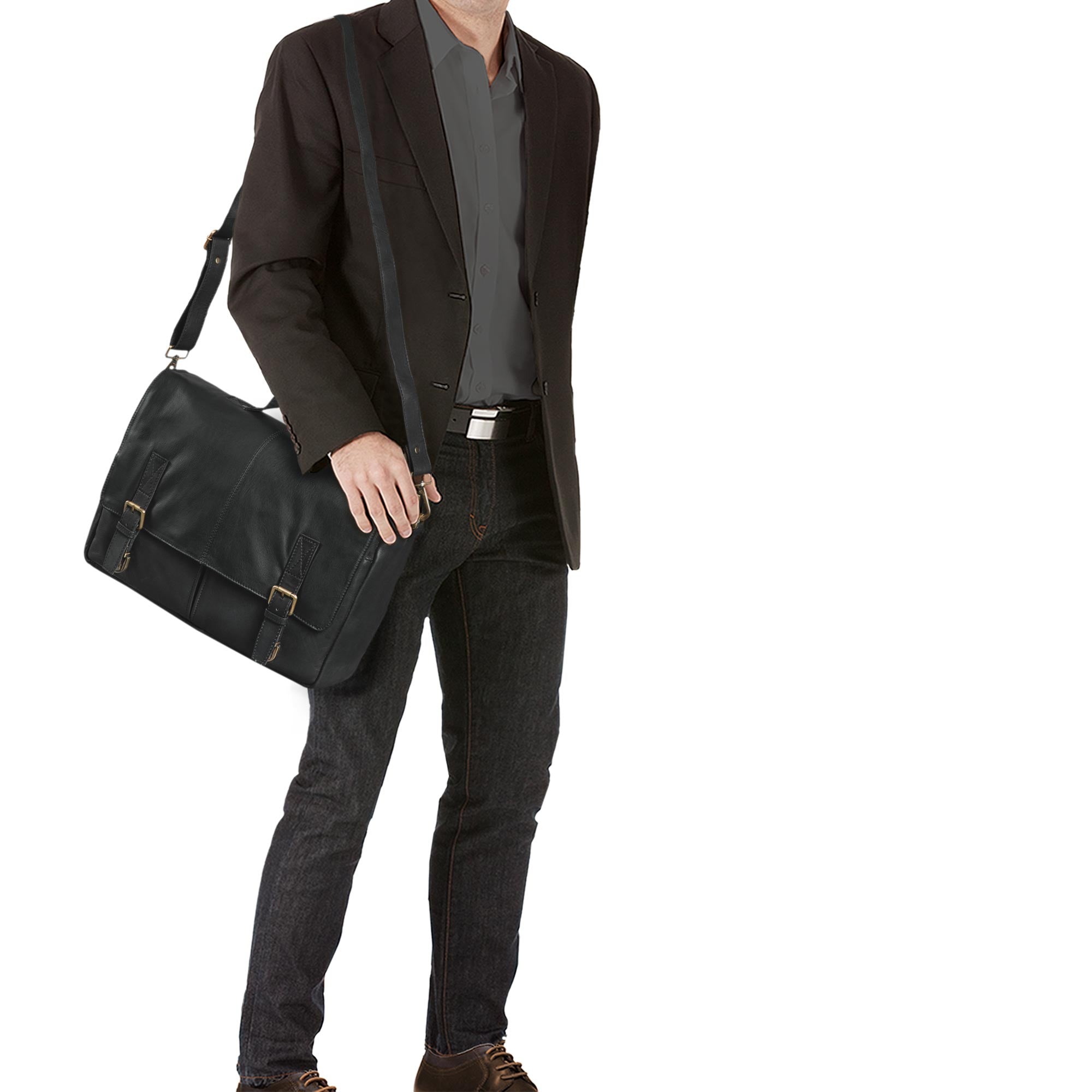 Bürotasche Leder groß schwarz
