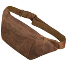 Bauchtasche Leder braun aus der schrägen Frontalperspektive