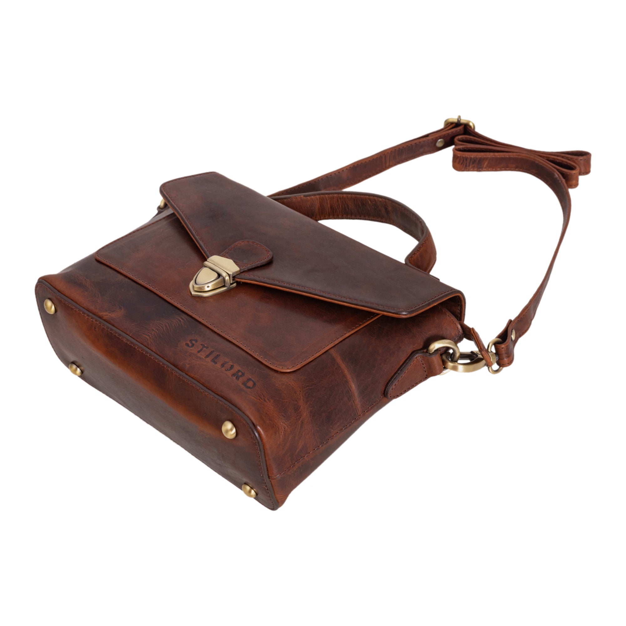 Damen Handtäschchen Leder braun