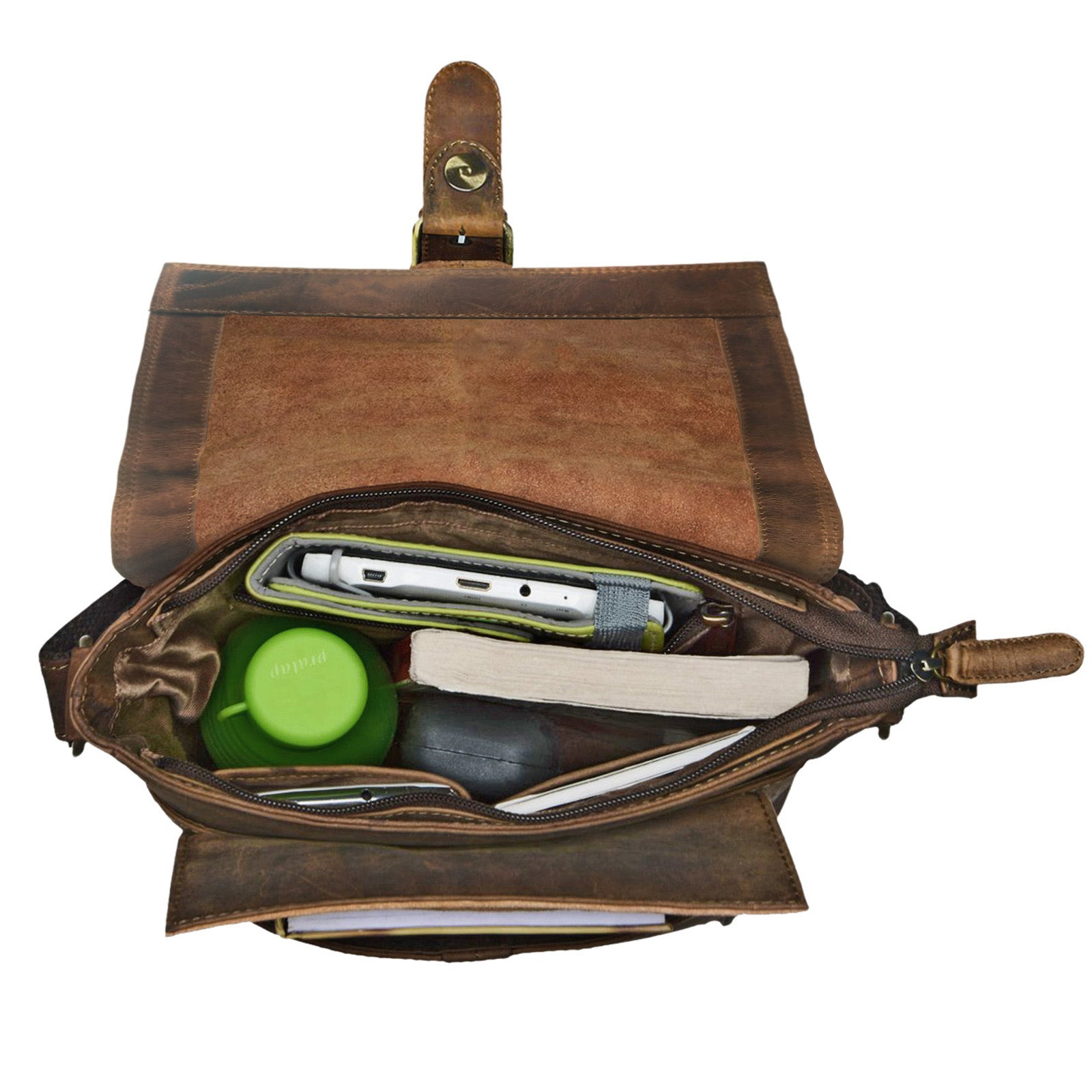 Herren Leder Handtasche braun