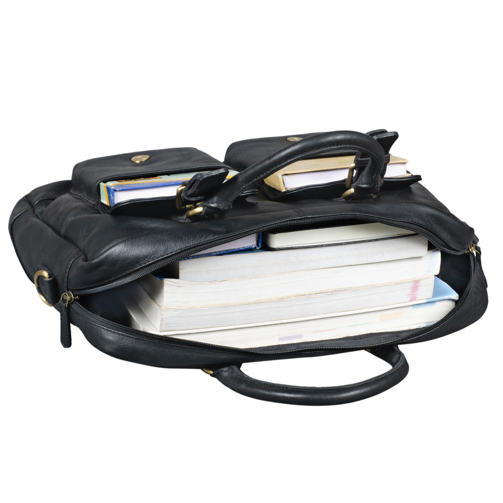 Arbeitstasche echtes Leder schwarz