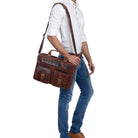 Männer Damen Schultertasche Echtleder