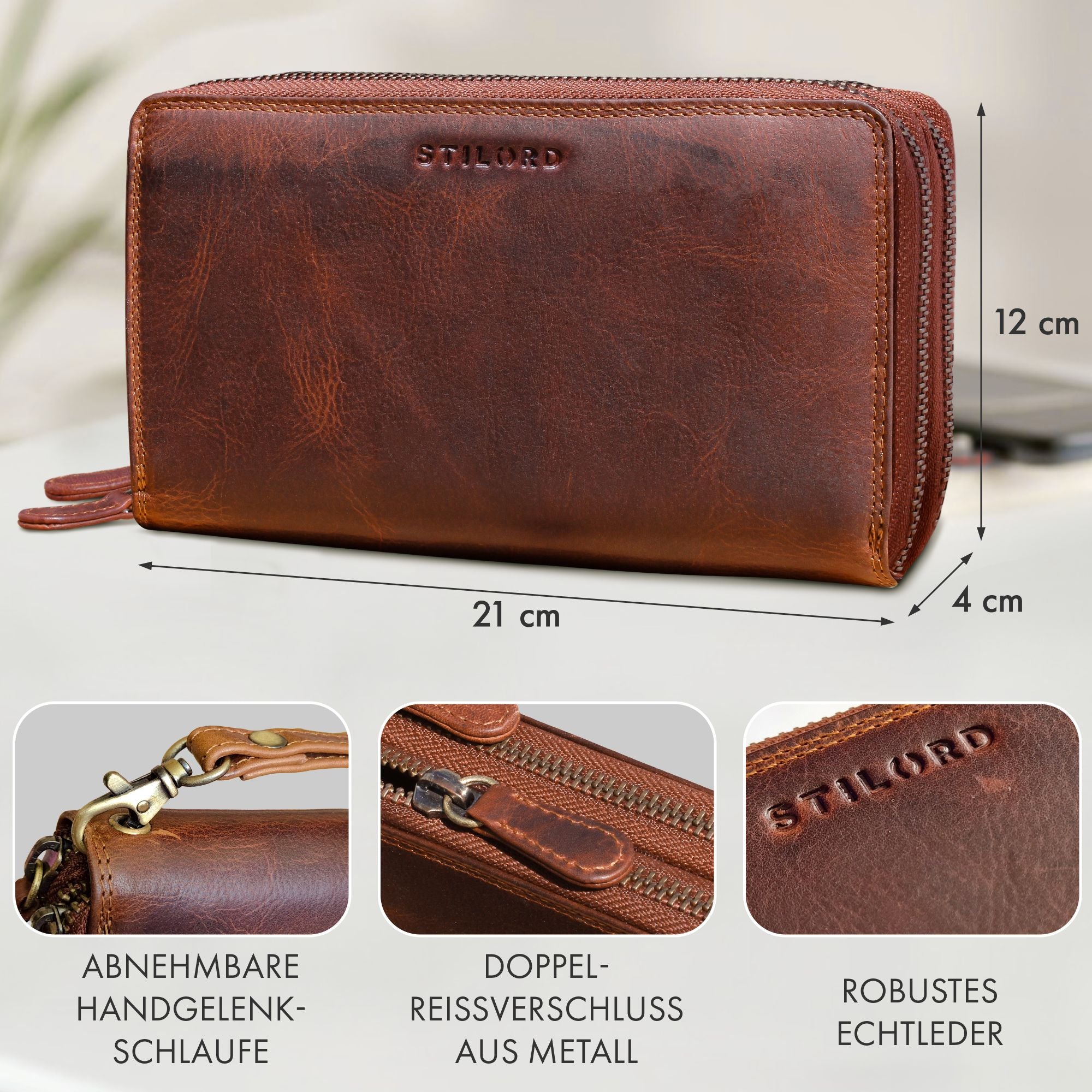 Leder Portemonnaie Kara Cognac