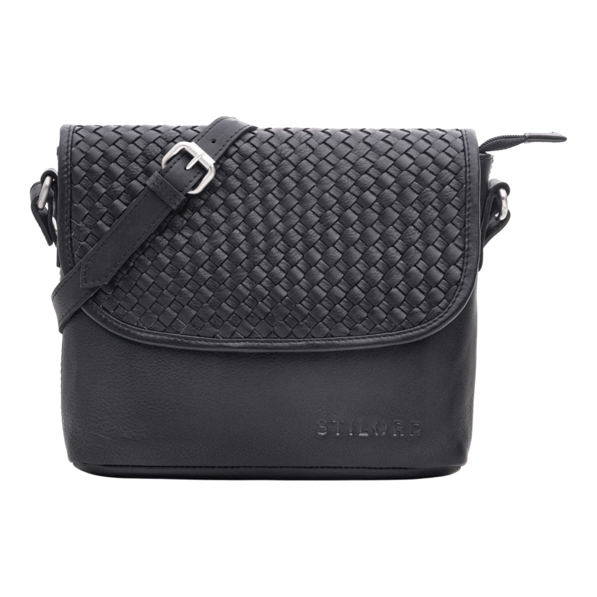 Damen Ledertasche zum Umhängen schwarz