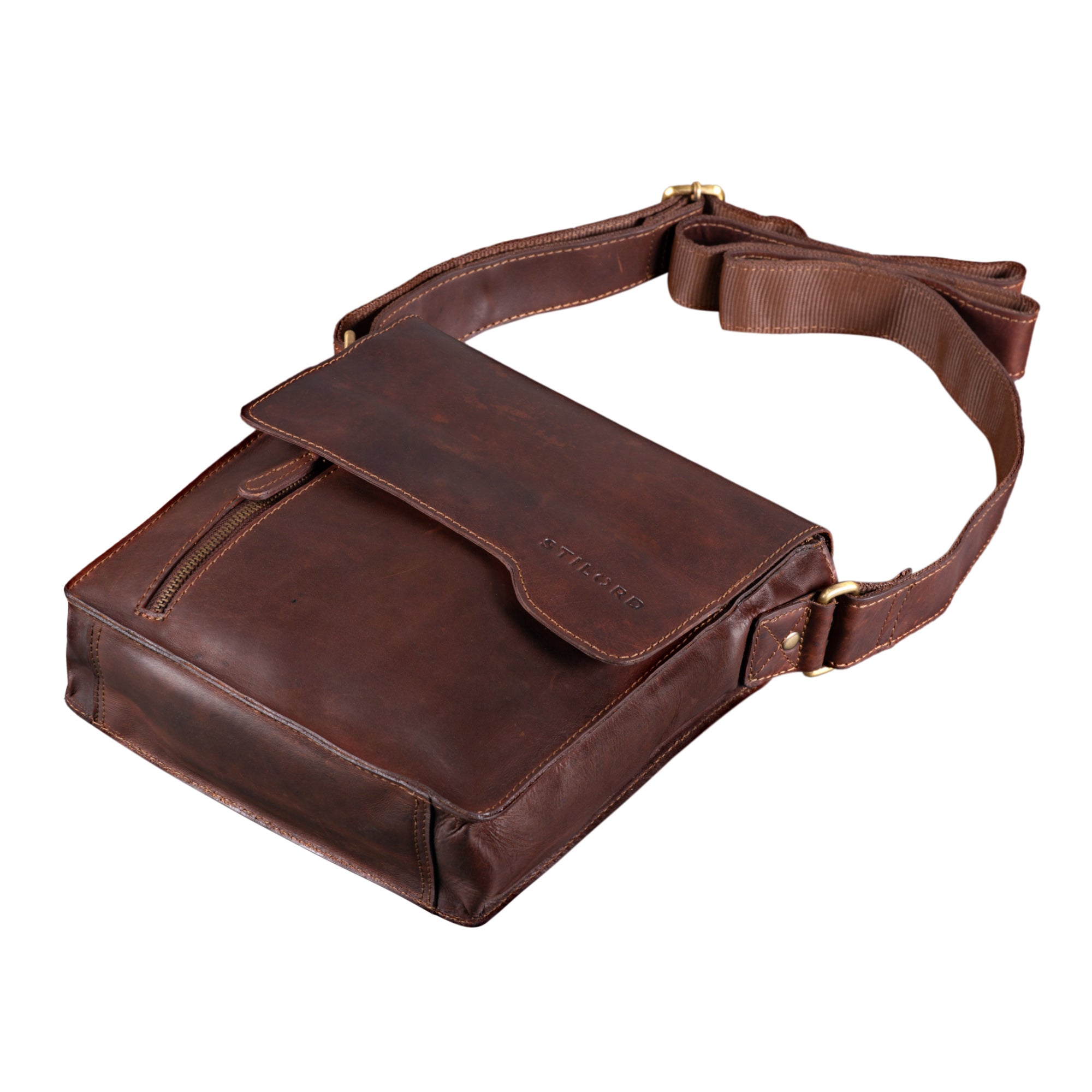 Leder Messenger Bag für Männer dunkel braun
