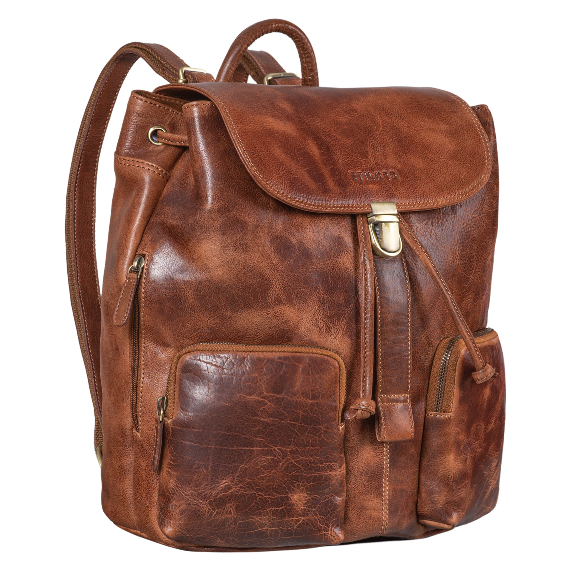 City Rucksack Damen Leder braun