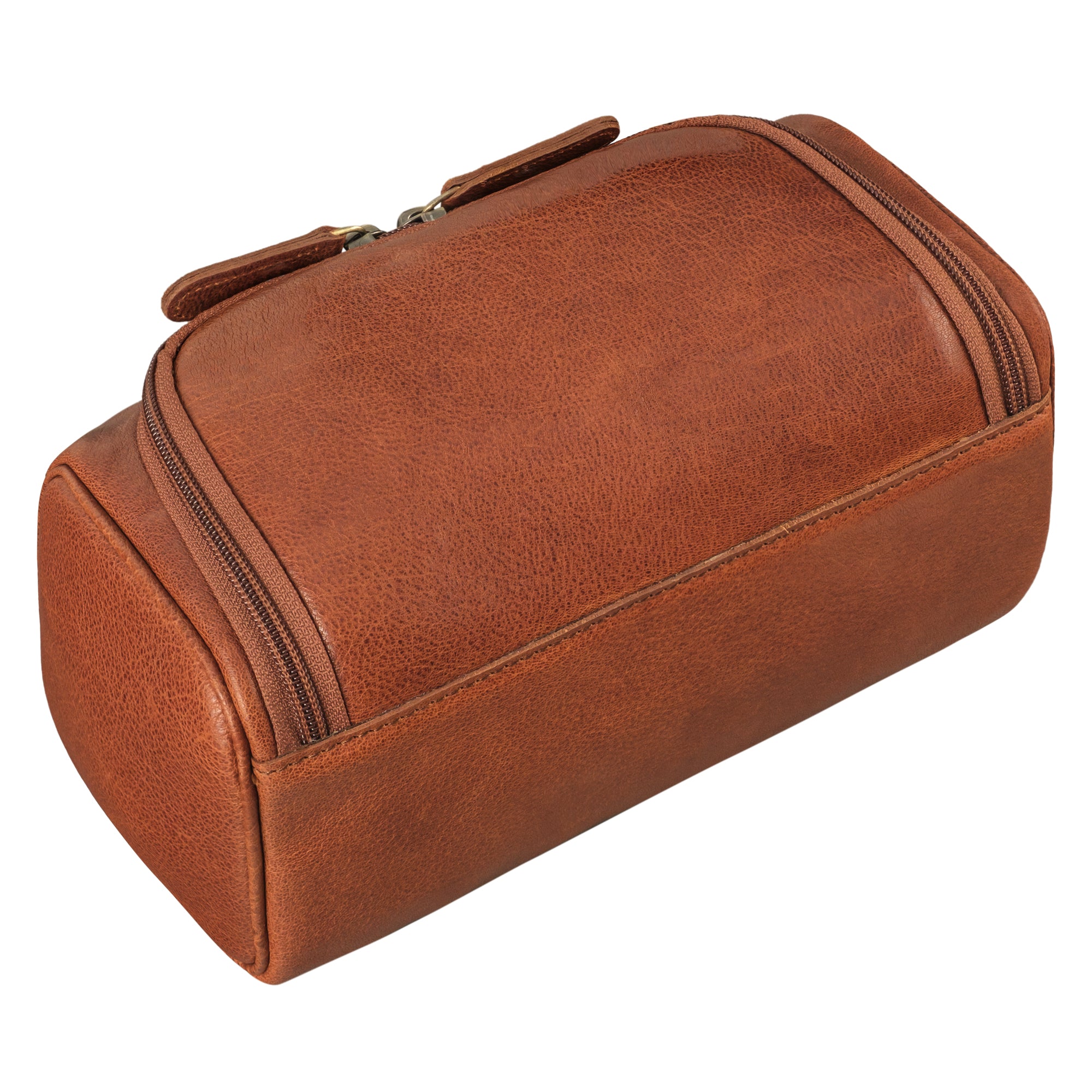 Kulturbeutel Damen cognac Leder