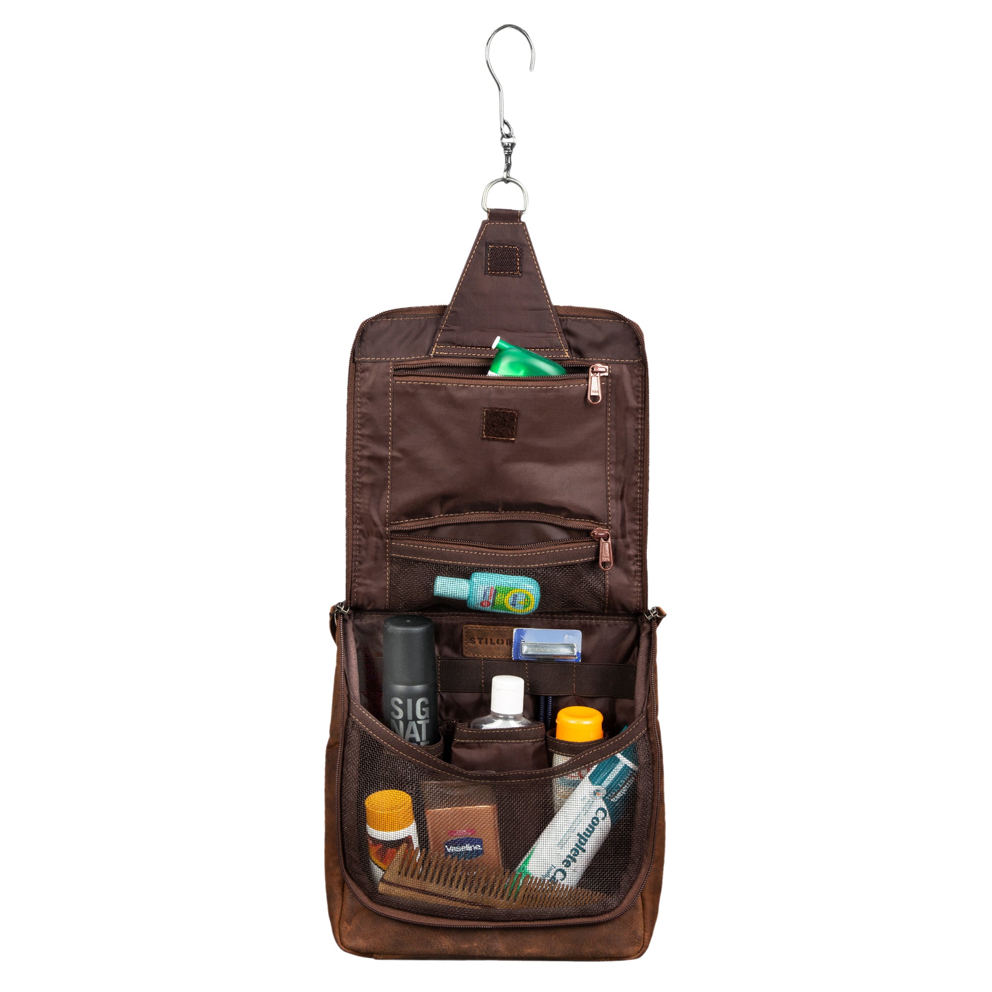 Kulturtasche Leder Herren Damen braun