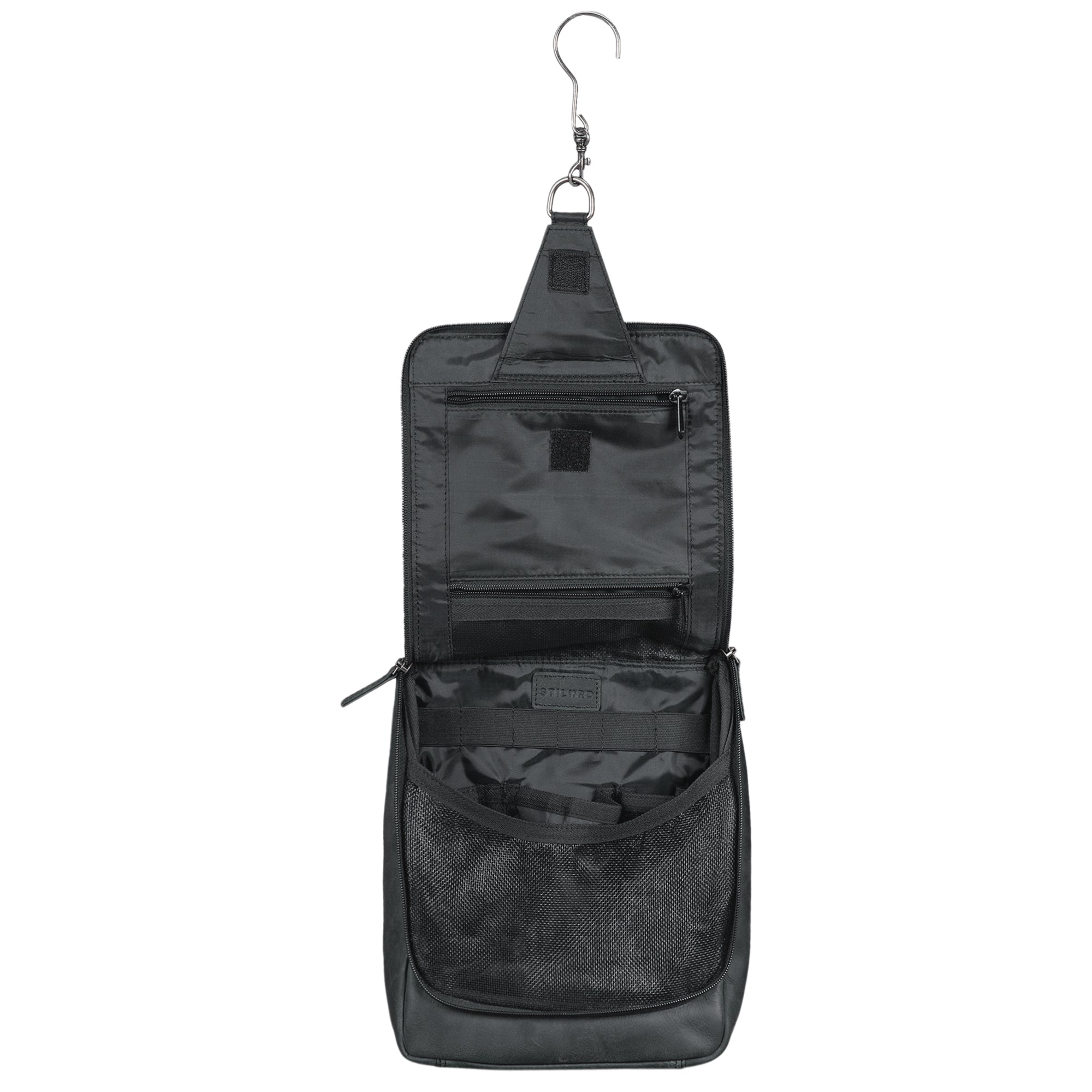 Kosmetiktasche Leder schwarz